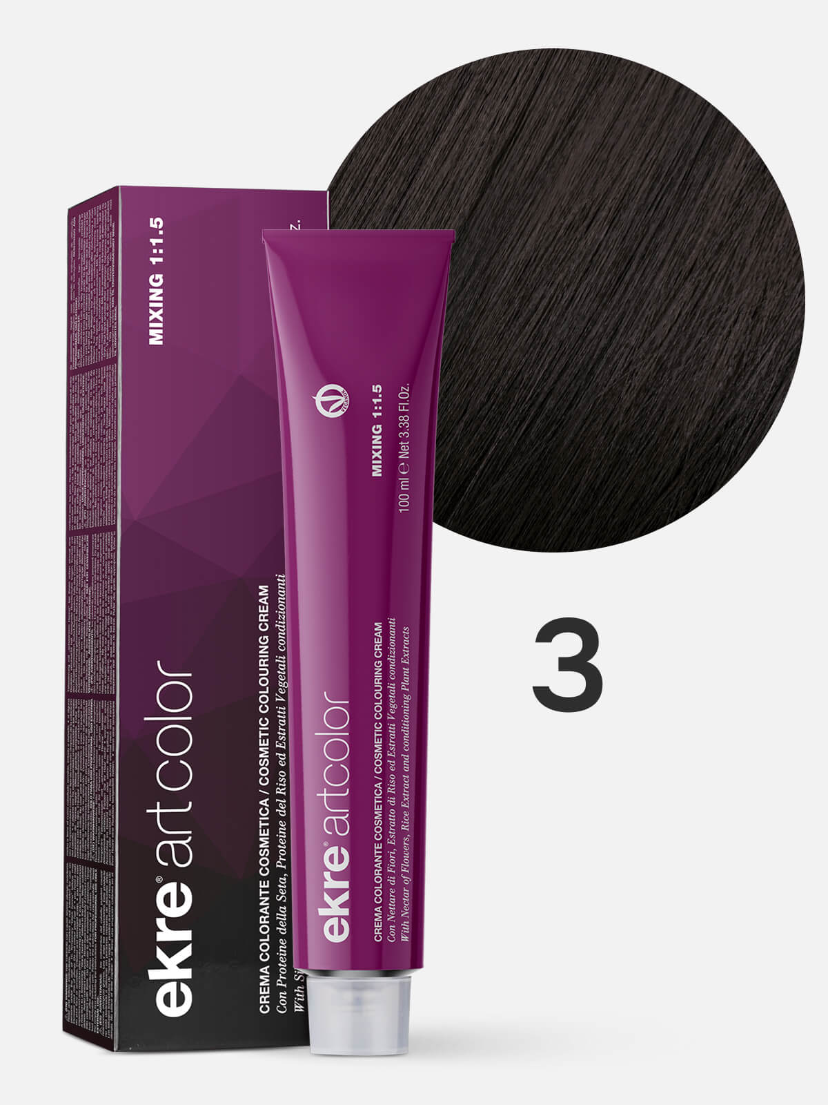 00021e.jpg EKRE ARTCOLOR COSMETIC COLOURING CREAM Краска для волос 3 каштановый натуральный 100мл — изображение 1