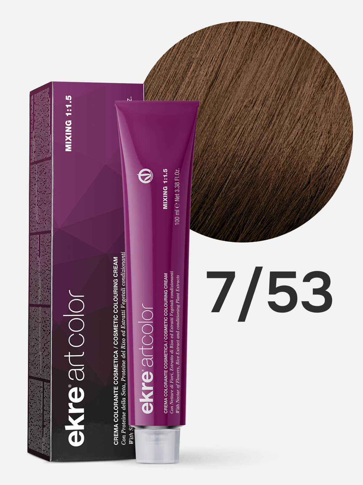 00304e.jpg EKRE ARTCOLOR COSMETIC COLOURING CREAM Краска для волос 7.53 махагоново-золотистый блондин/мокко 100мл — изображение 1