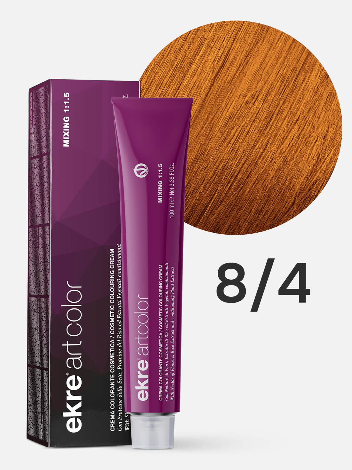 00427e.jpg EKRE ARTCOLOR COSMETIC COLOURING CREAM Краска для волос 8.4 светлый медный блондин 100мл — изображение 1