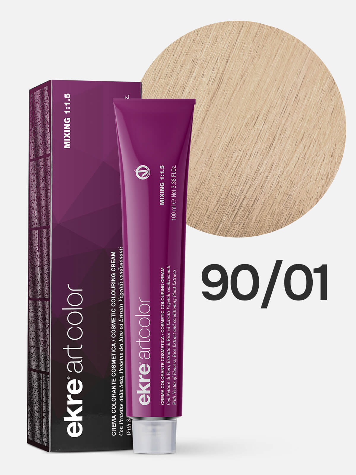 00656e.jpg EKRE ARTCOLOR COSMETIC COLOURING CREAM Краска для волос 90.01 пепельный тонер 100мл — изображение 1