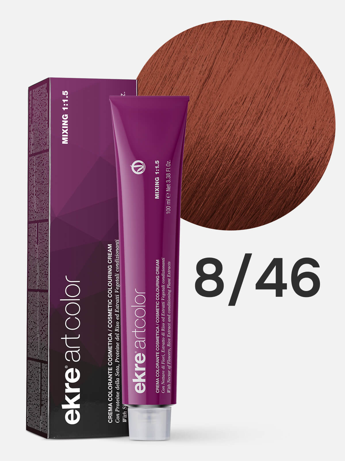 00939e.jpg EKRE ARTCOLOR COSMETIC COLOURING CREAM Краска для волос 8.46 светлый медно-красный блондин 100мл — изображение 1