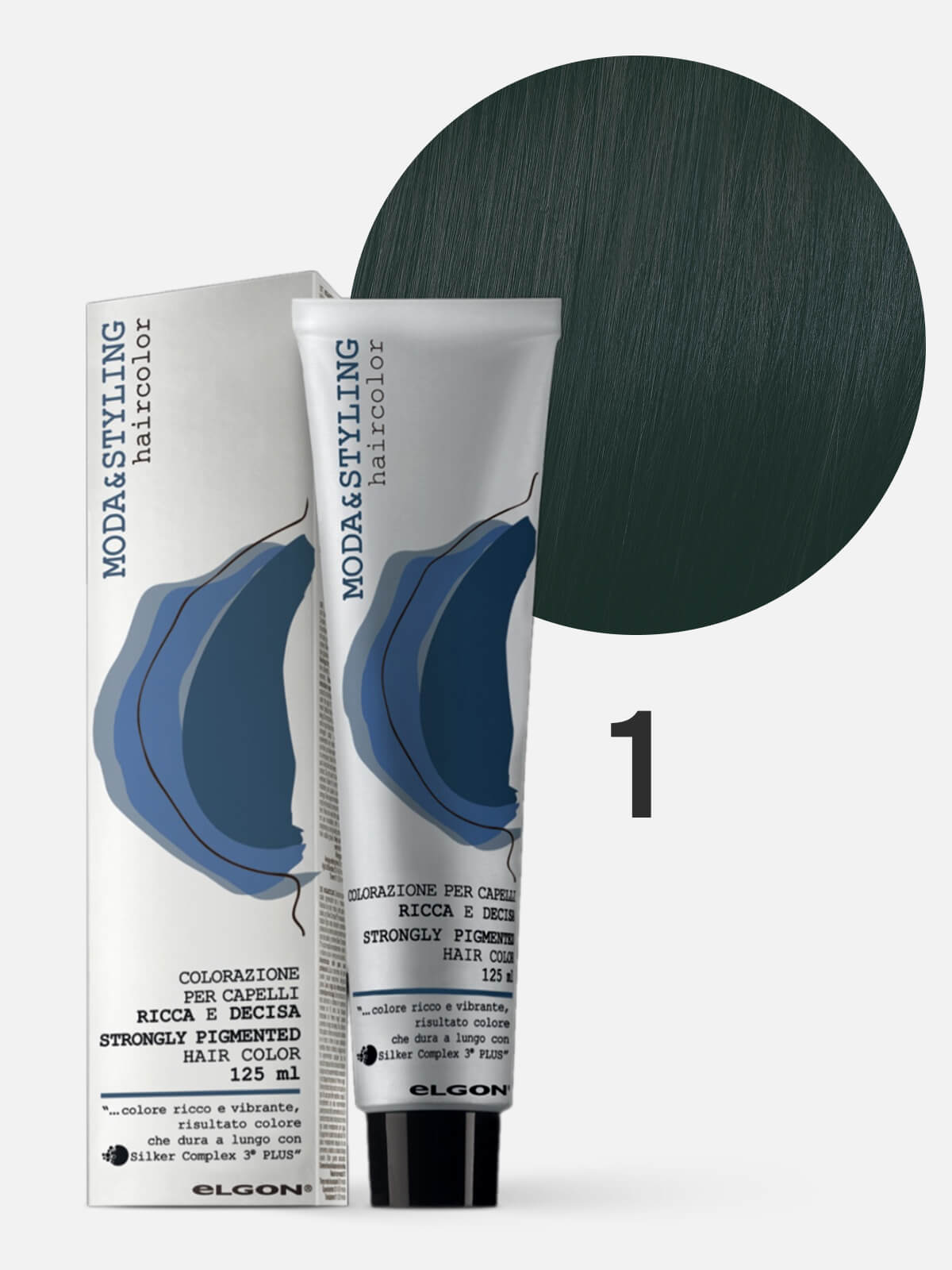 0101010001a.jpg ELGON MODASTYLING Краска для волос 1 черный 125мл — изображение 1