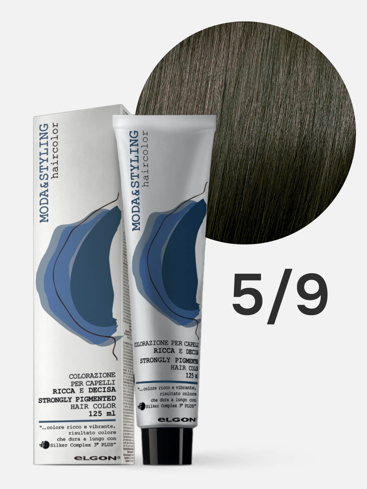 0101010059.jpg ELGON MODASTYLING Краска для волос 5/9 светлый каштановый оливковый 125мл — изображение 1