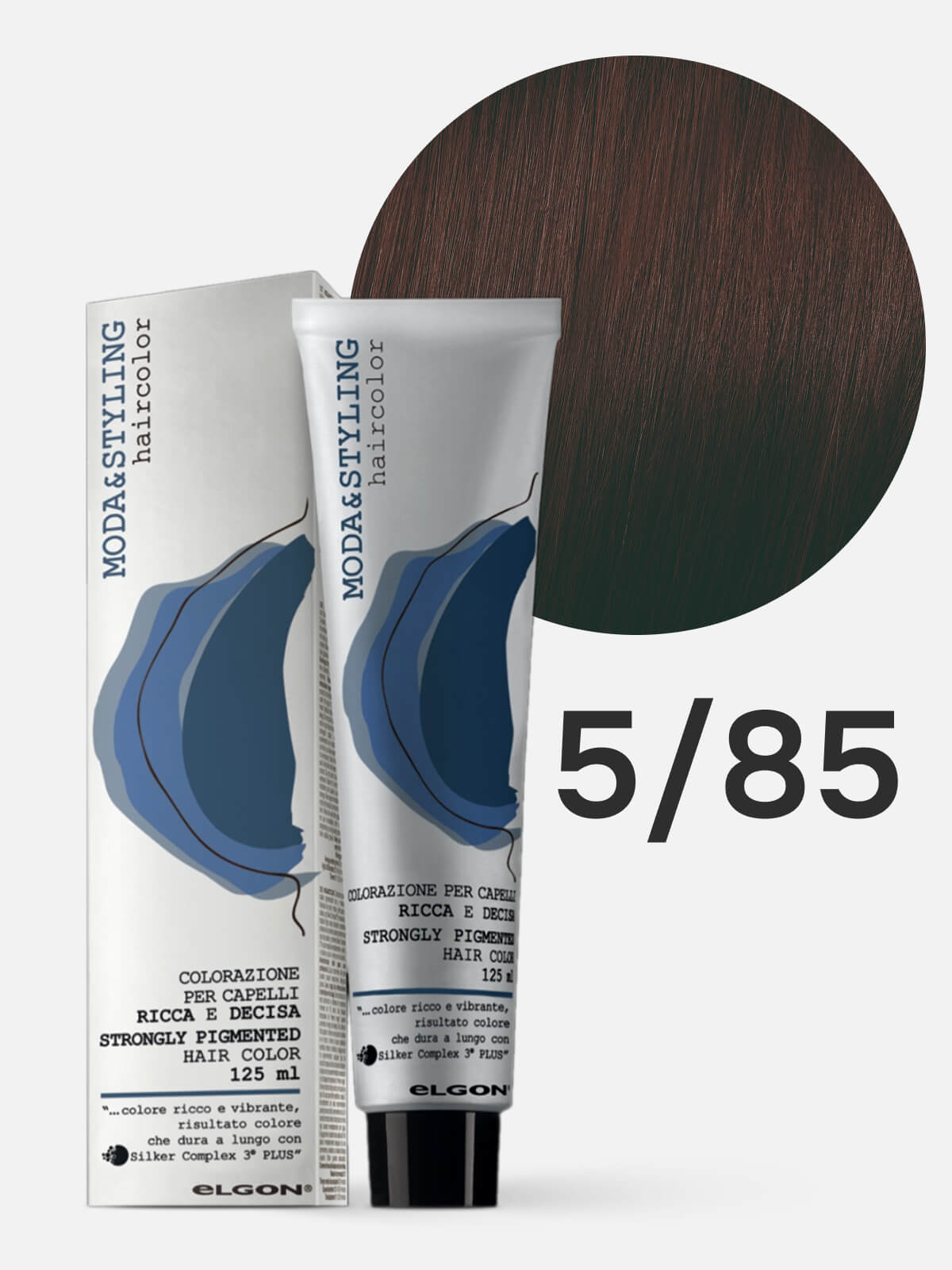 0101010585a.jpg ELGON MODASTYLING Краска для волос 5/85 светло-каштановый коричнево-красный 125мл — изображение 1