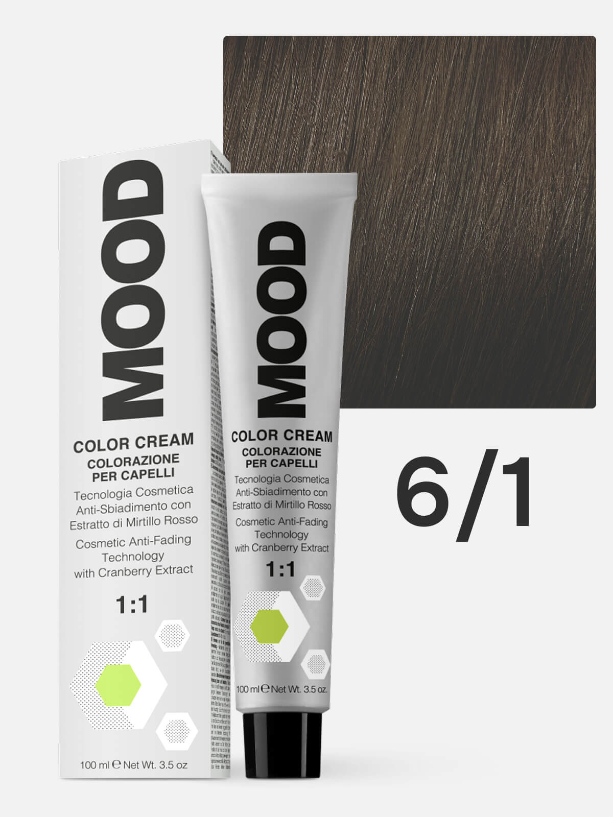 0102010601.jpg MOOD Краска для волос 6/1 интенсивный пепельный темный блонд 100мл — изображение 1