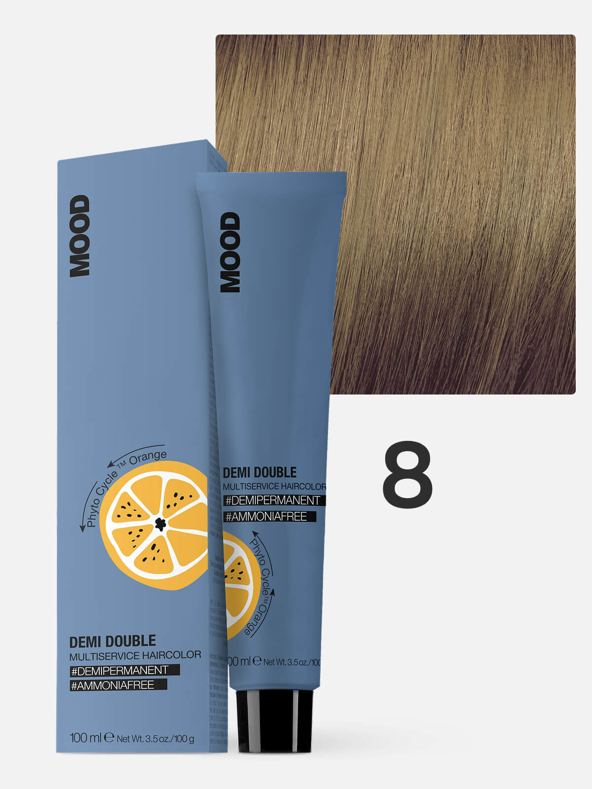 0102040008.jpg MOOD DEMI DOUBLE Краска для волос 8 натуральный светлый блондин 100мл — изображение 1