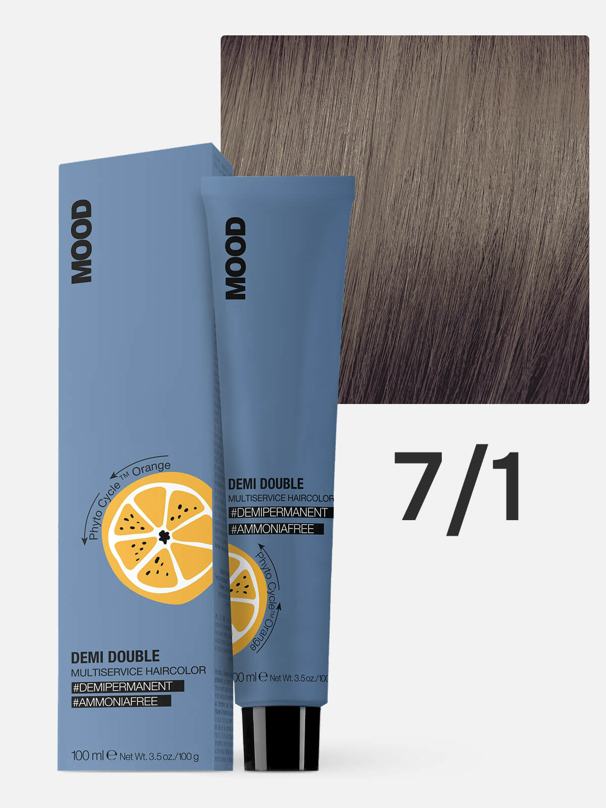 0102040071.jpg MOOD DEMI DOUBLE Краска для волос 7.1 пепельный блондин 100мл — изображение 1