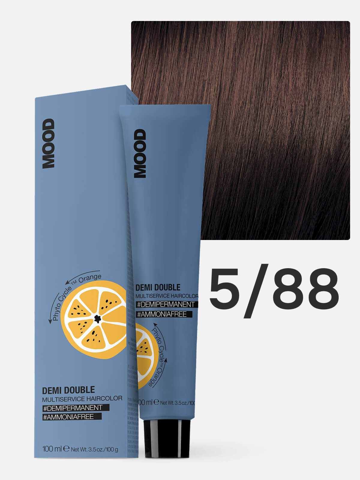 0102040588.jpg MOOD DEMI DOUBLE Краска для волос 5.88 интенсивный коричневый светлый шатен 100мл — изображение 1