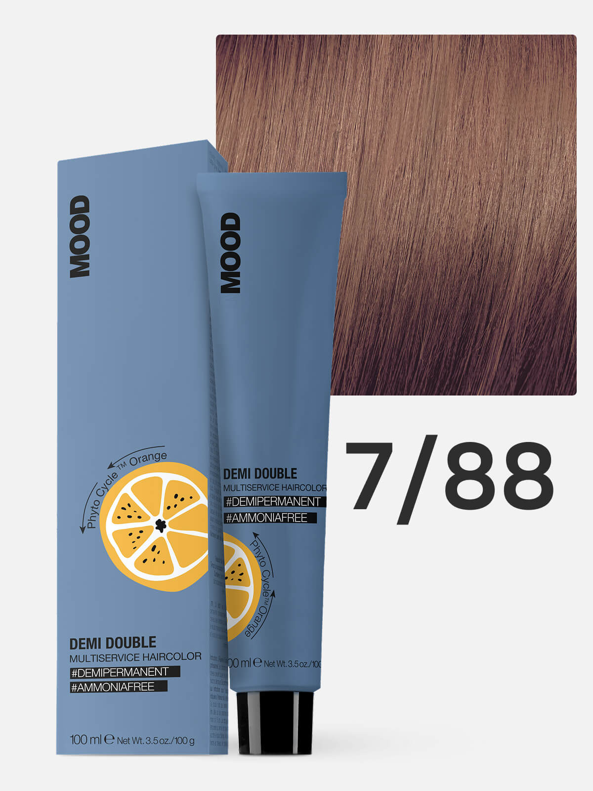 0102040788.jpg MOOD DEMI DOUBLE Краска для волос 7.88 интенсивный коричневый блондин 100мл — изображение 1