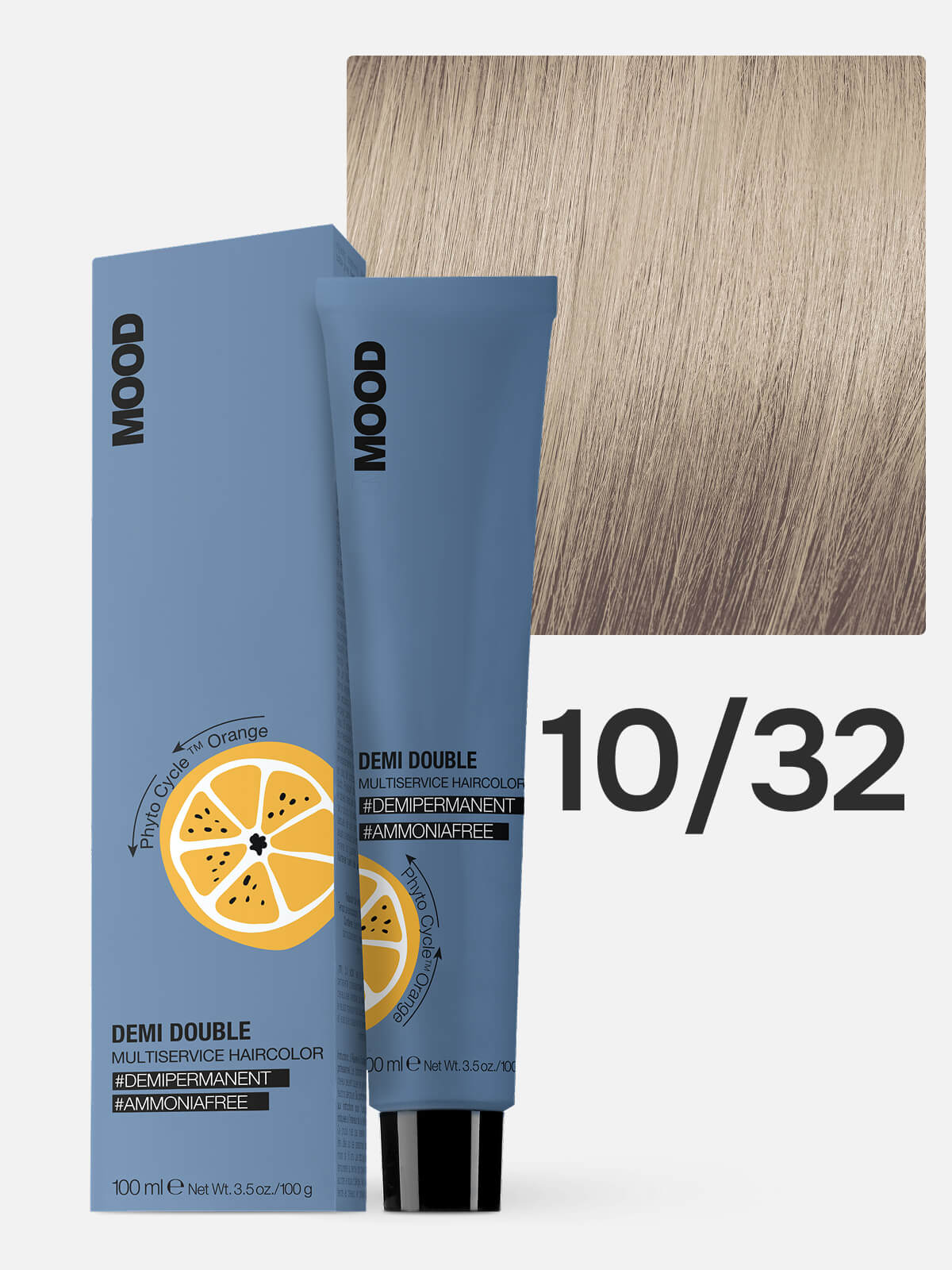 0102041032.jpg MOOD DEMI DOUBLE Краска для волос 10.32 платиновый блондин золотисто-бежевый 100мл — изображение 1