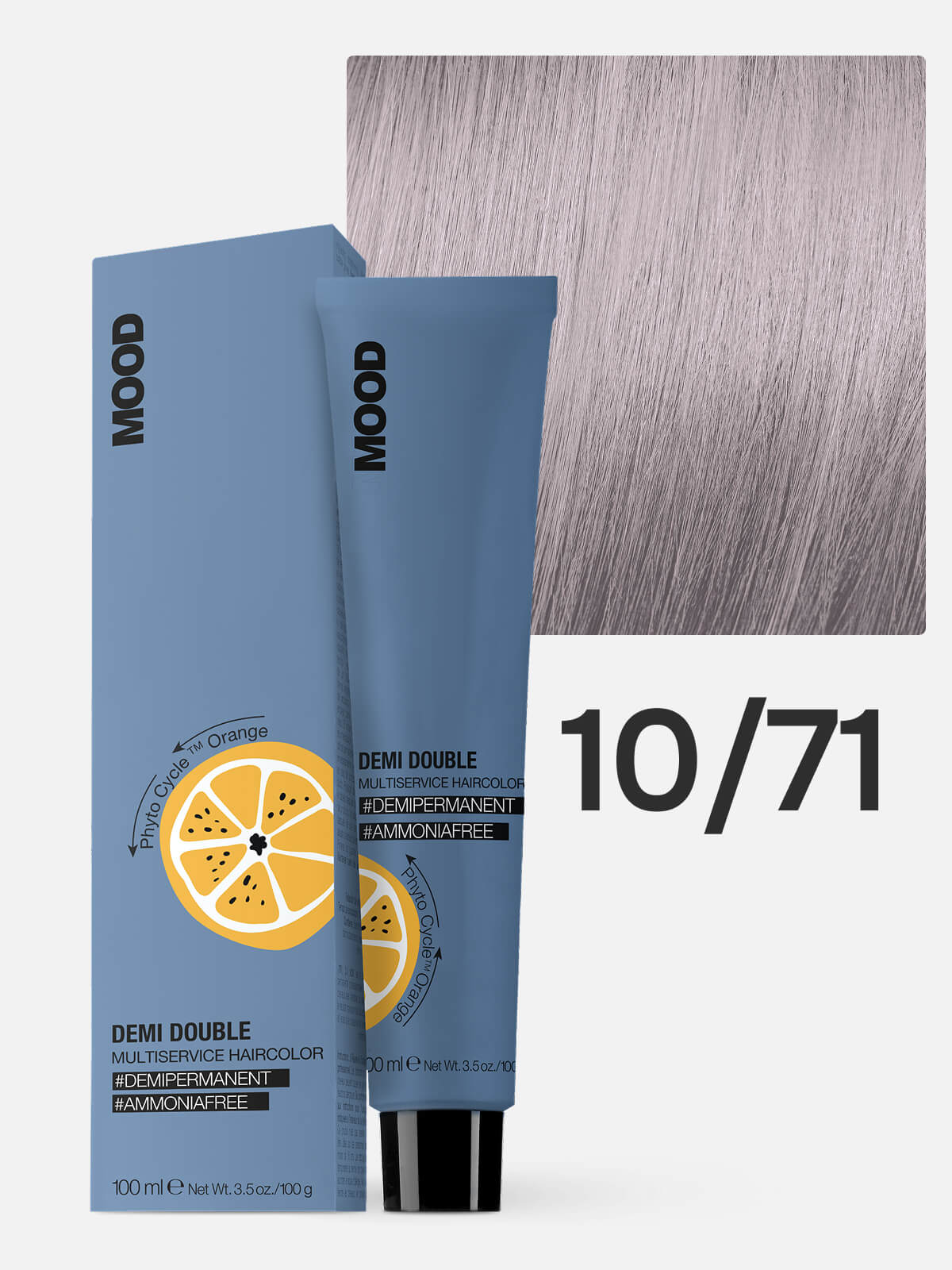 0102041071.jpg MOOD DEMI DOUBLE Краска для волос 10.71 платиновый блондин перламутр-пепел 100мл — изображение 1