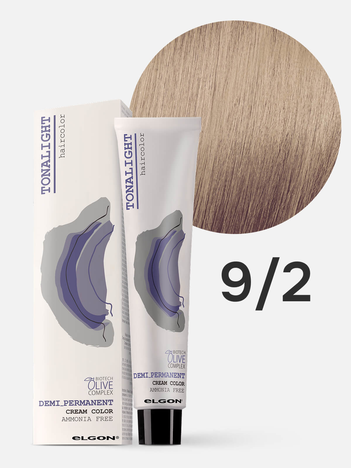 0210200092.jpg ELGON TONALIGHT Краска для волос тонирующая деми-перманентная 9.2 очень светлый бежевый блондин 100мл — изображение 1