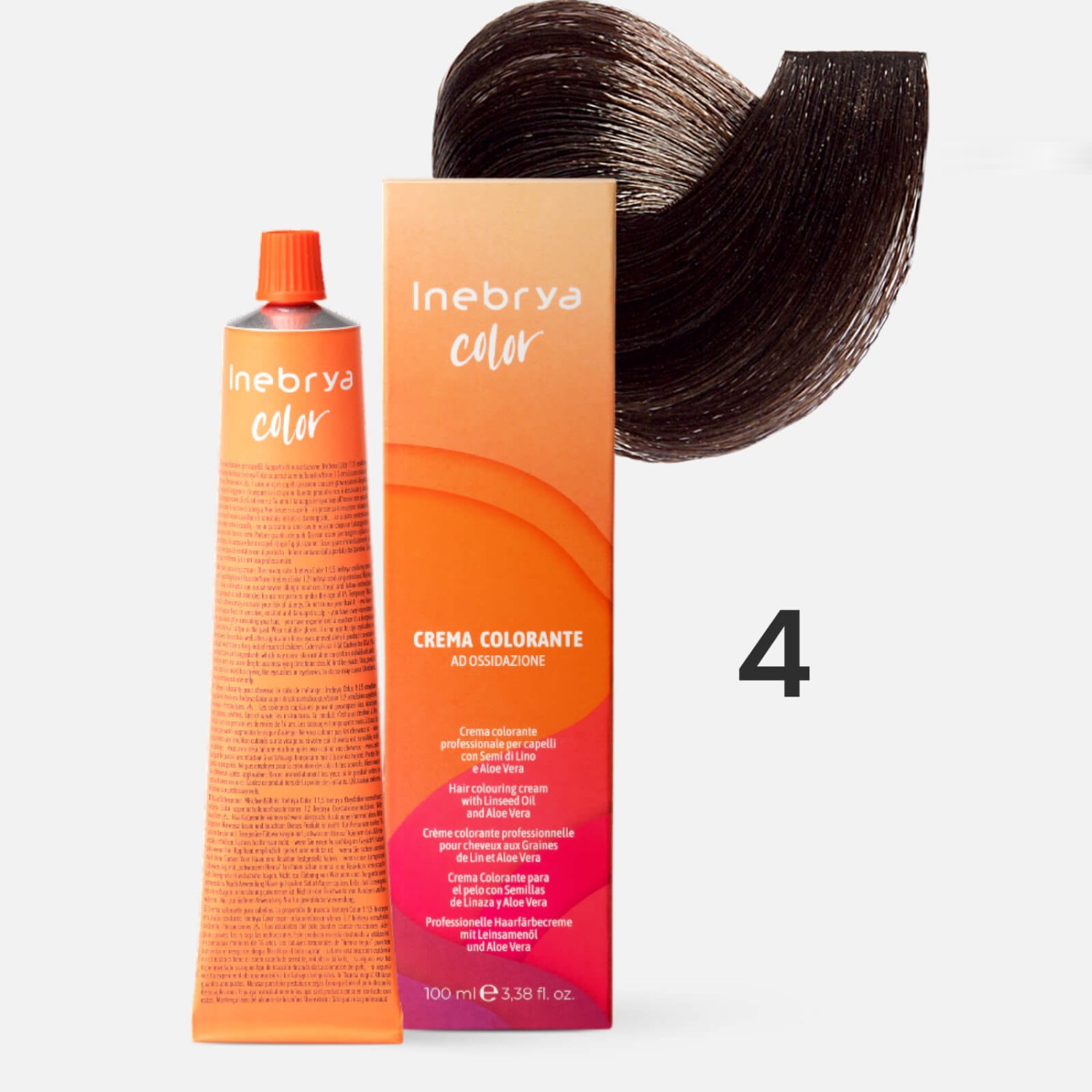 1006086.jpg INEBRYA Color 4 Профессиональная крем-краска для волос Каштановый чистый натуральный 100 мл — изображение 1