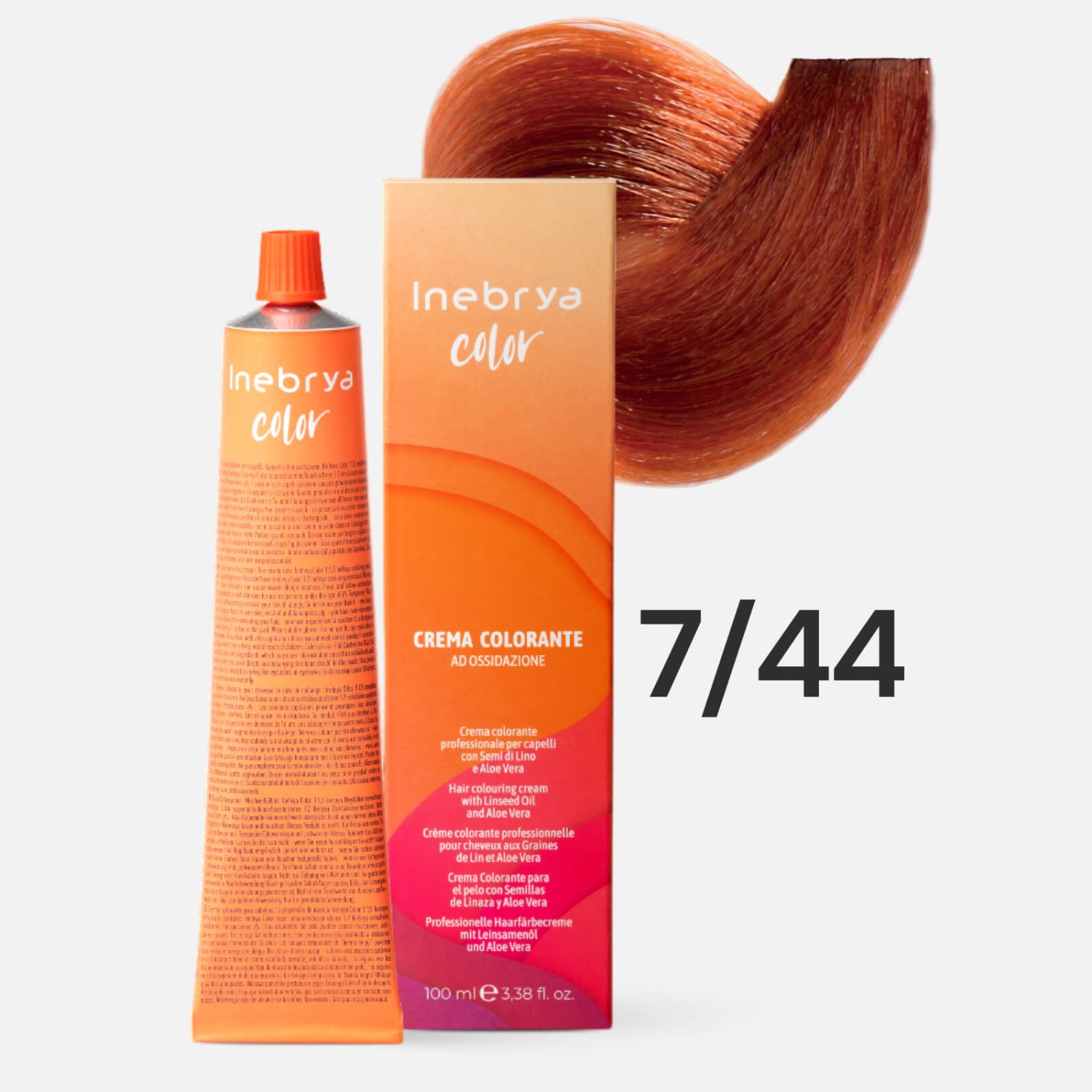 1006240.jpg INEBRYA Color 7/44 Профессиональная крем-краска для волос Русый медный интенсивный 100 мл — изображение 1