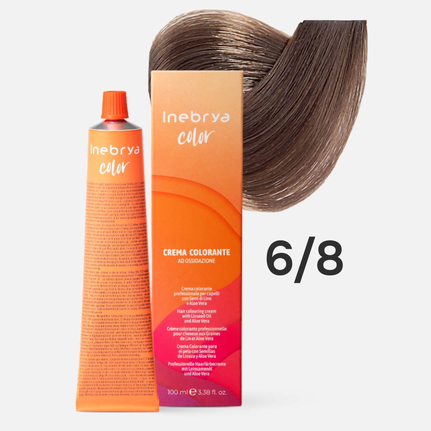 1006883.jpg INEBRYA Color 6/8 Профессиональная крем-краска для волос Темный русый матовый 100 мл — изображение 1