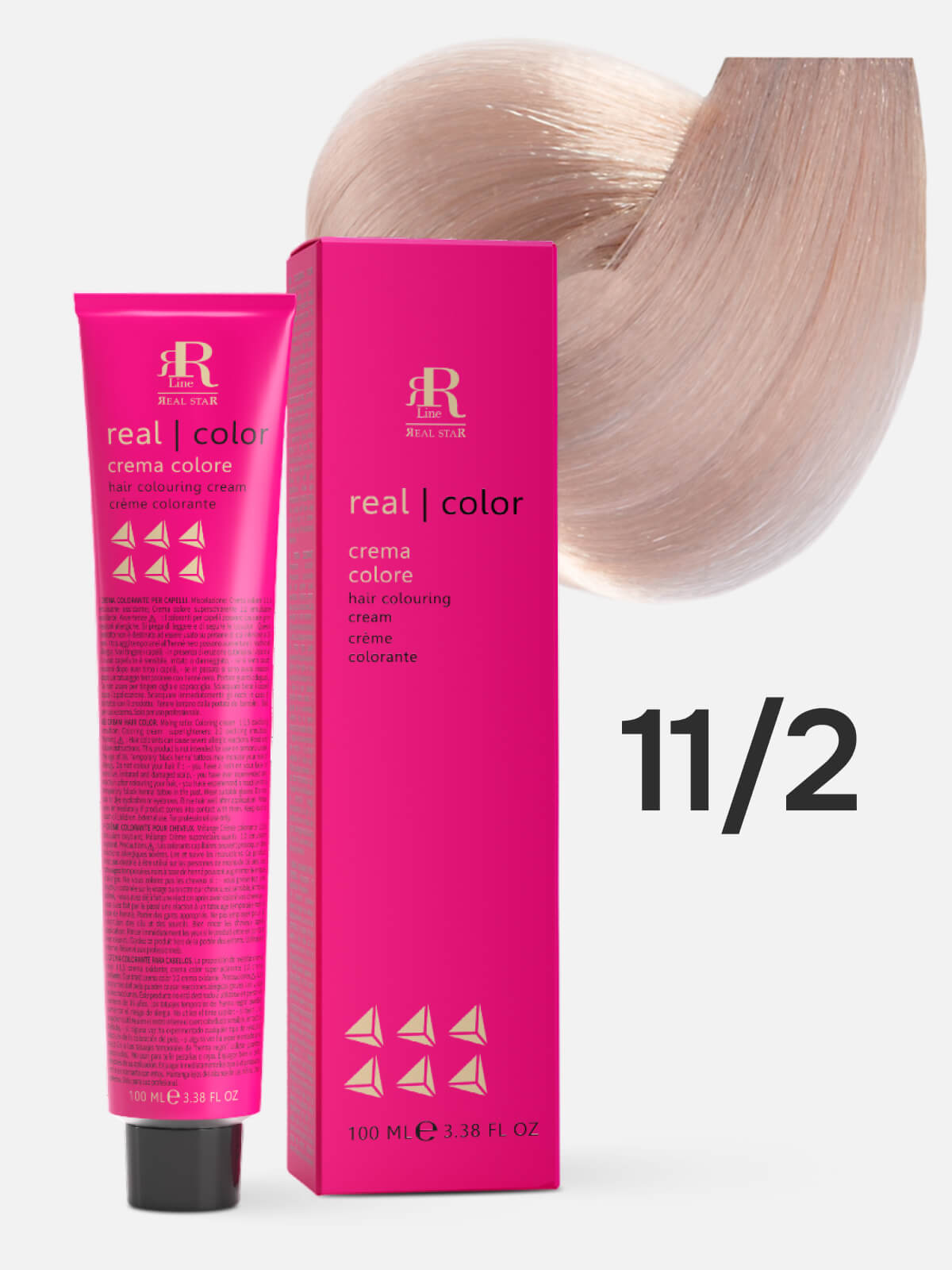 1016980.jpg RR LINE REAL STAR Крем-краска для окрашивания волос REAL COLOR PROFESSIONAL HAIR COLOURING CREAM 11.2 супер светлый блондин перламутровый 100мл — изображение 1