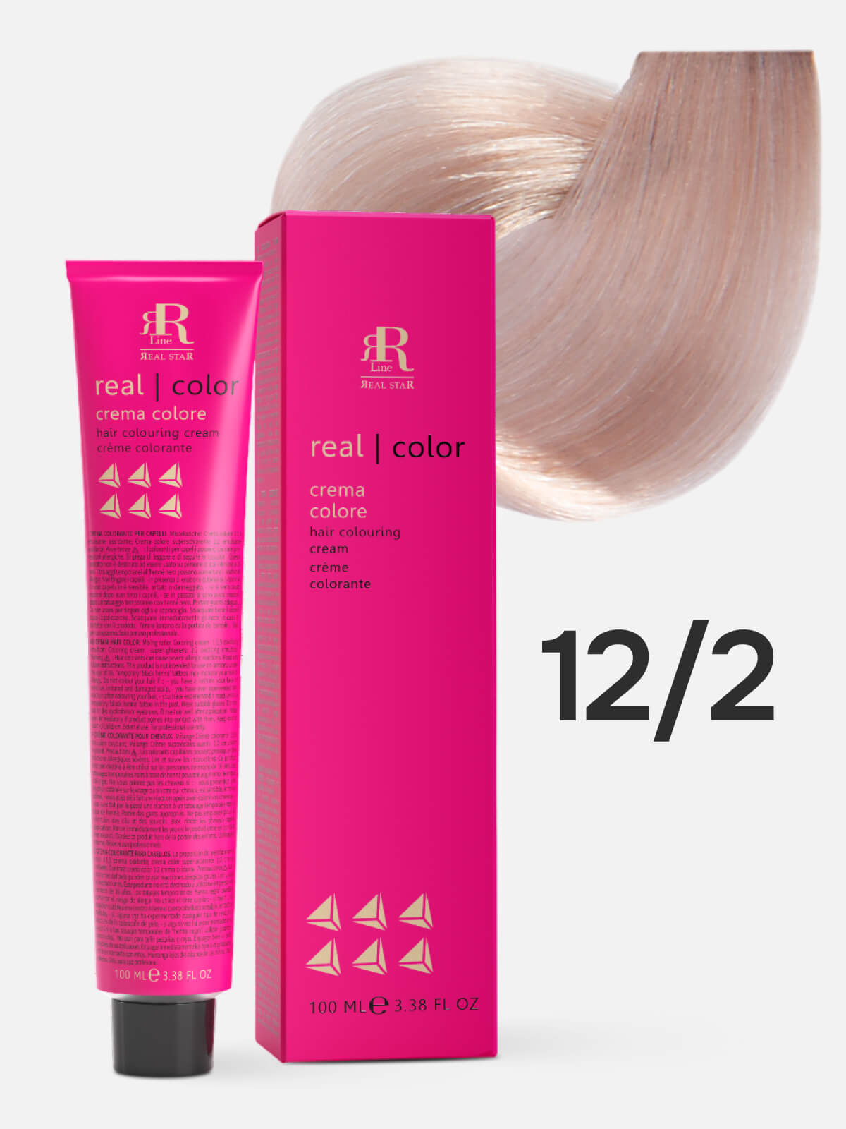 1017048.jpg RR LINE REAL STAR Крем-краска для окрашивания волос REAL COLOR PROFESSIONAL HAIR COLOURING CREAM 12.2 ультра светлый блондин перламутровый 100мл — изображение 1