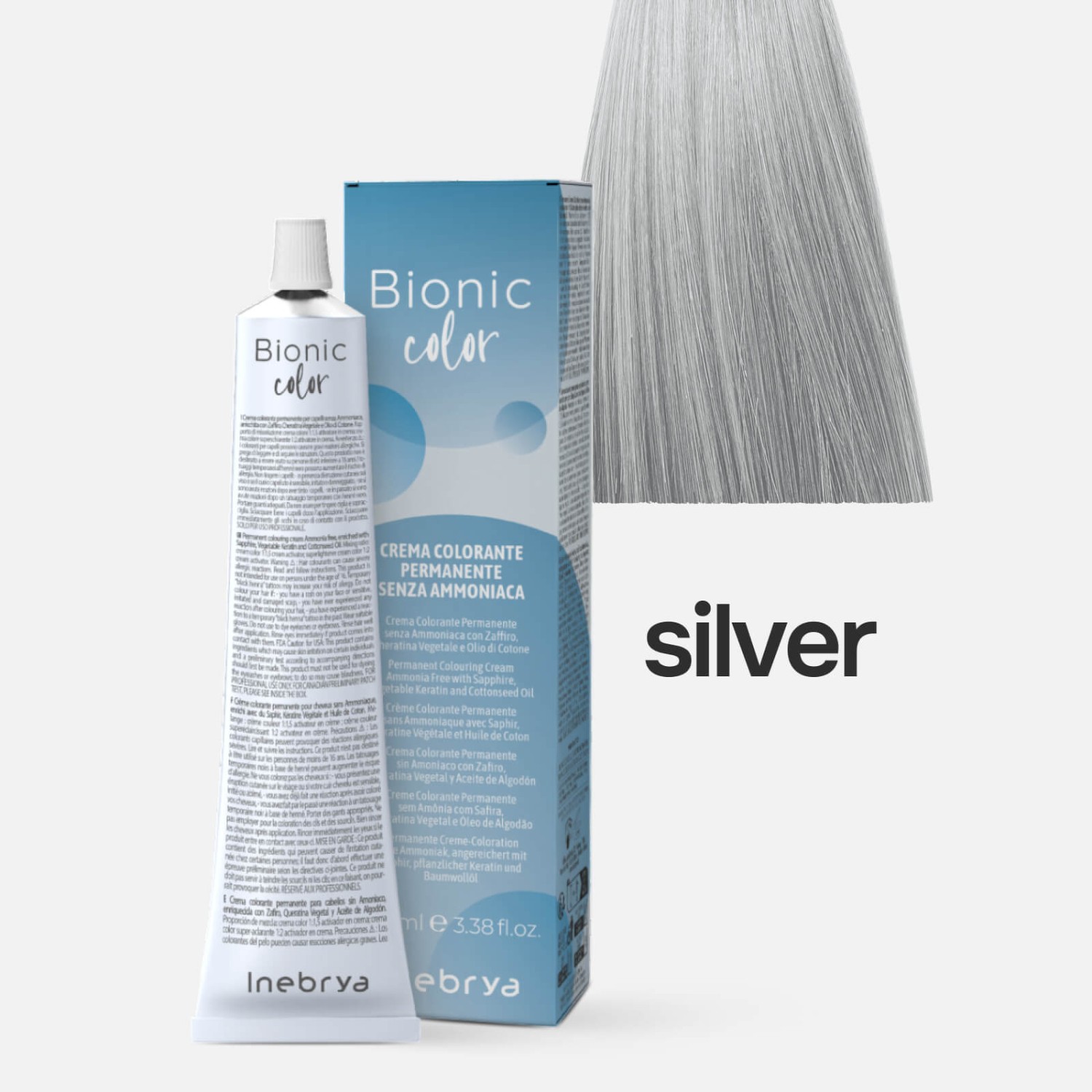 1021089.jpg INEBRYA Bionic Color Toner Silver Краска для волос без аммиака Тонер серебристый 100 мл — изображение 1