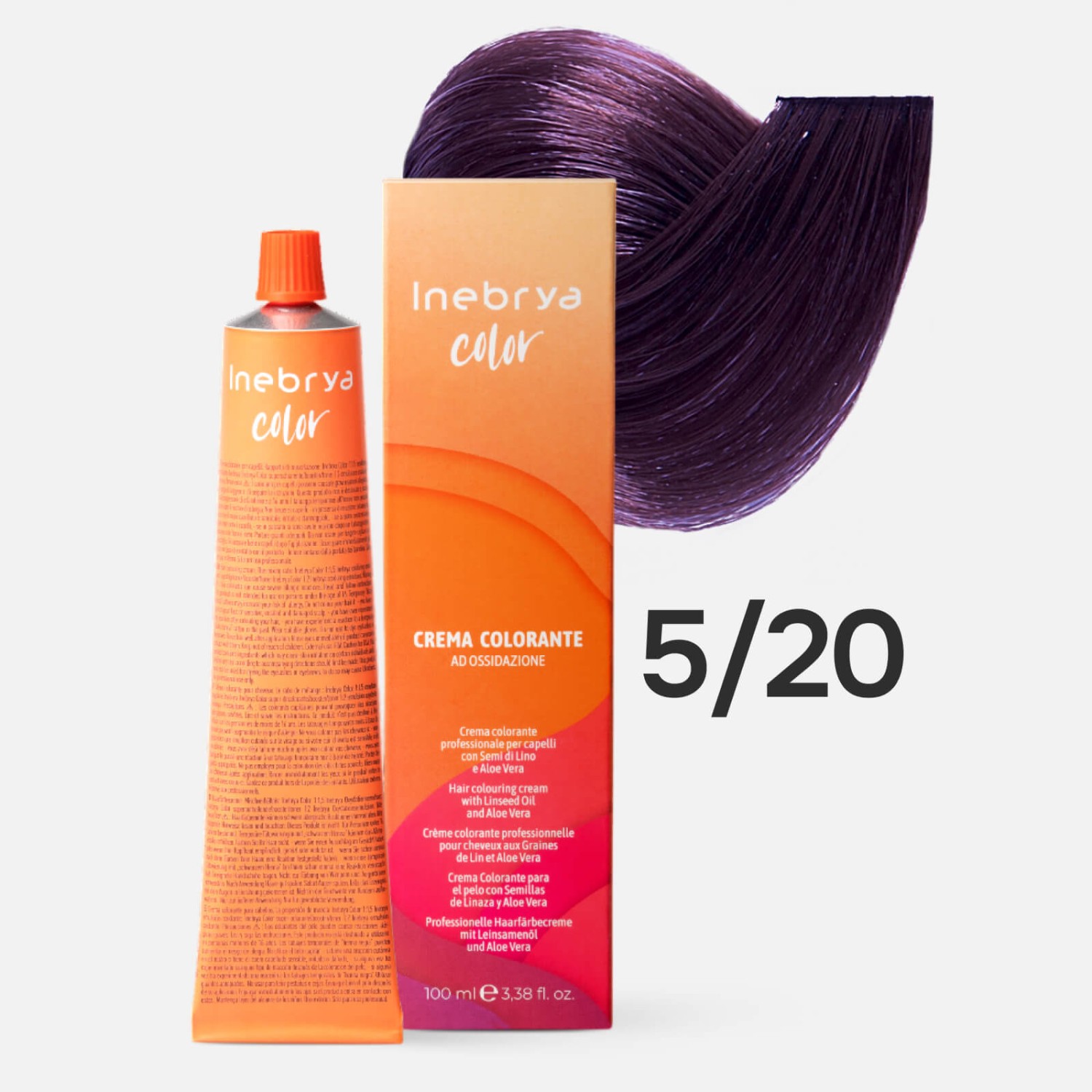 1024278.jpg INEBRYA Color 5/20 Профессиональная крем-краска для волос Светлый каштановый фиолетово-вишнев 100 мл — изображение 1