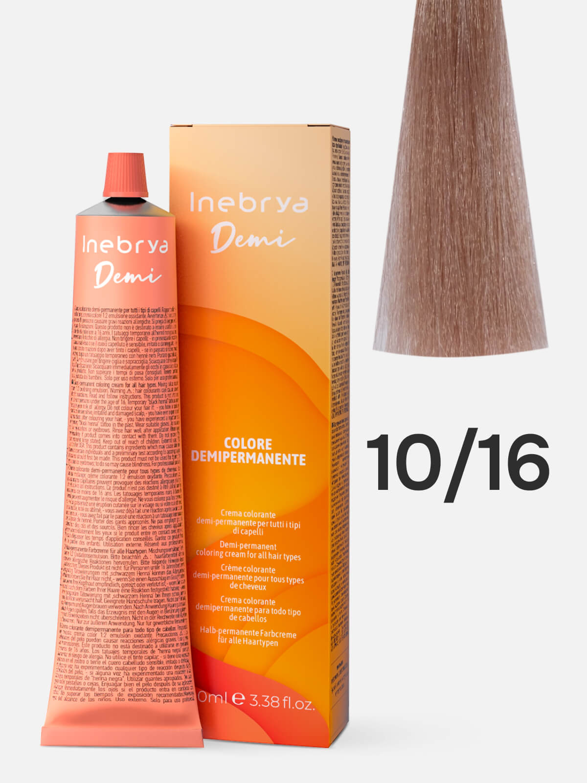 1026416.jpg INEBRYA DEMI-PERMANENT Крем-краска тонирующая для волос 10/16 платиновый блонд пепел-махагон 100 мл — изображение 1