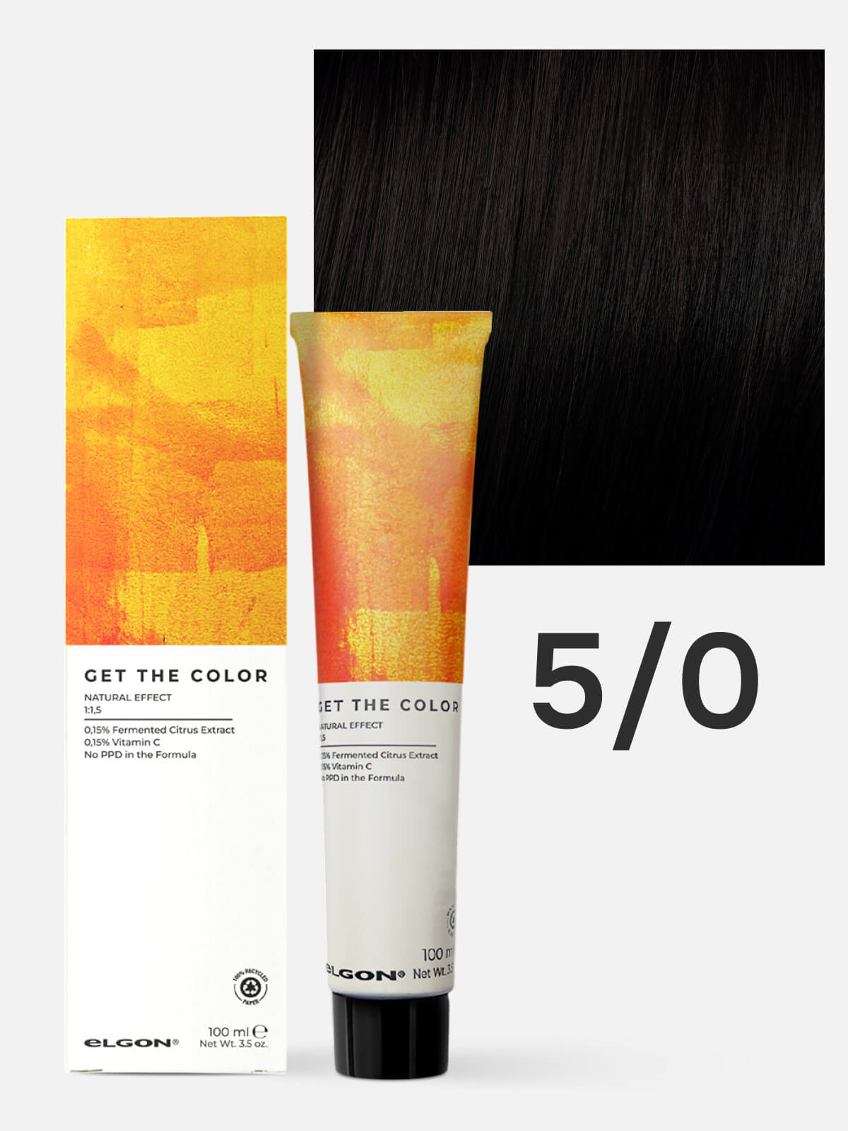 119050050.jpg ELGON GET THE COLOR Крем-краситель для стойкого окрашивания волос 5.0 светло-каштановый интенсивный 100мл — изображение 1