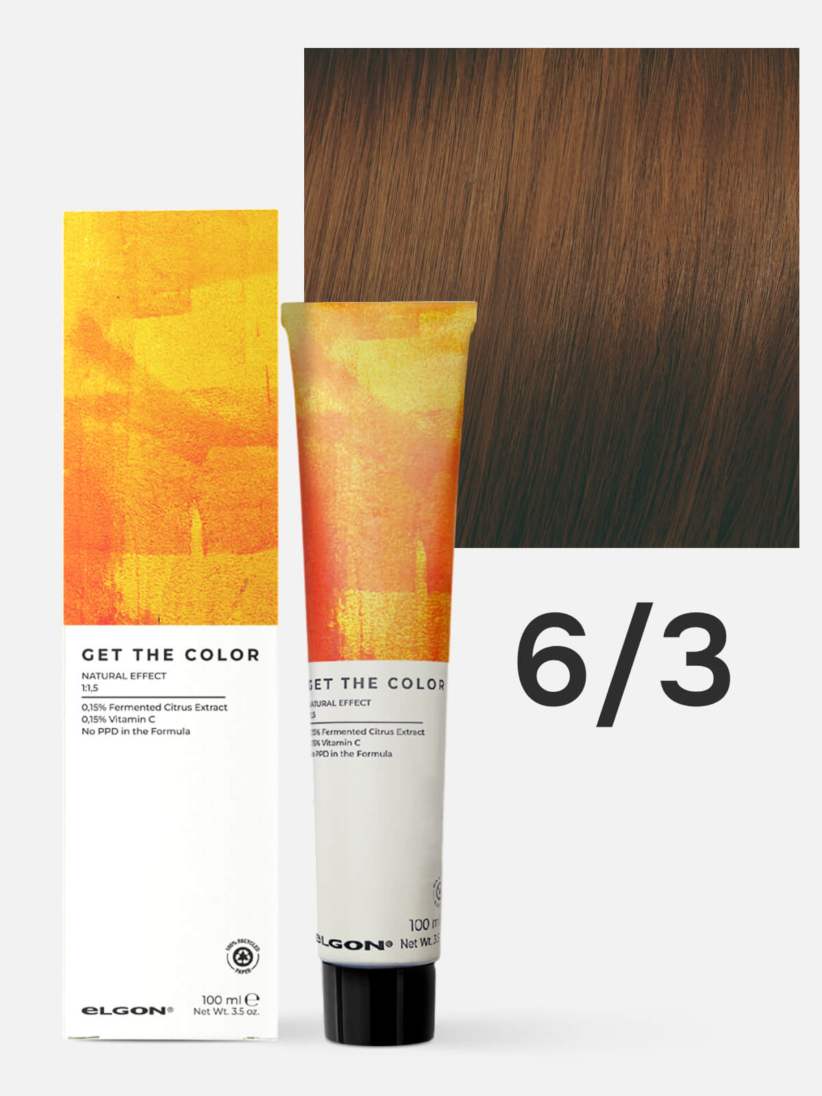 119050063.jpg ELGON GET THE COLOR Крем-краситель для стойкого окрашивания волос 6.3 темный блонд золотистый 100мл — изображение 1