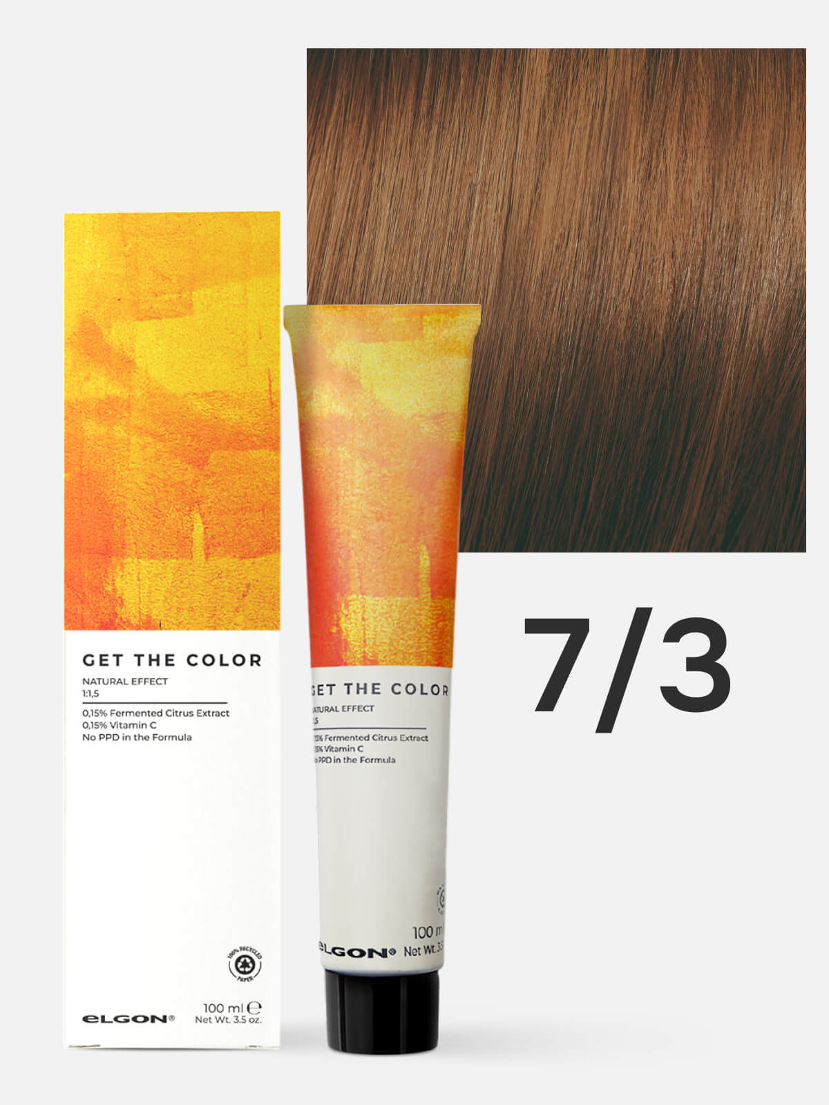119050073.jpg ELGON GET THE COLOR Крем-краситель для стойкого окрашивания волос 7.3 блонд золотистый 100мл — изображение 1
