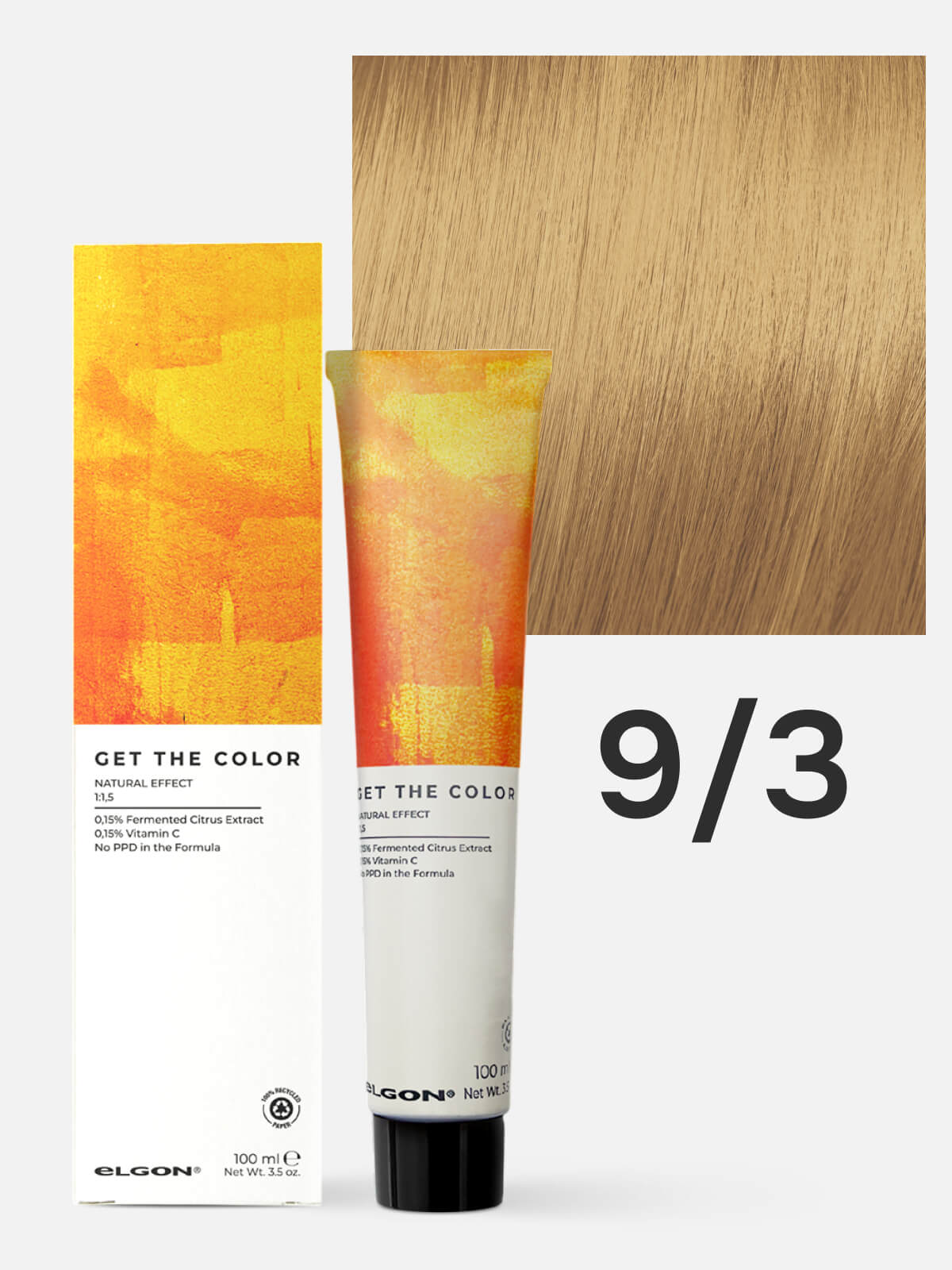 119050093.jpg ELGON GET THE COLOR Крем-краситель для стойкого окрашивания волос 9.3 суперсветлый блонд золотистый 100мл — изображение 1