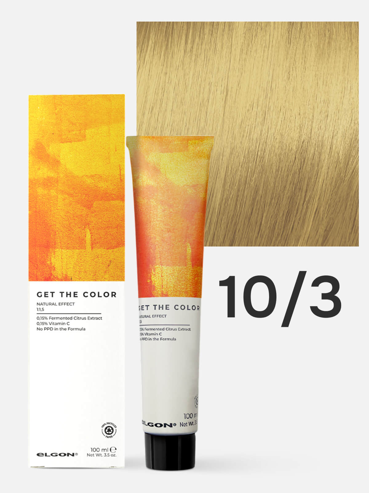 119050103.jpg ELGON GET THE COLOR Крем-краситель для стойкого окрашивания волос 10.3 платиновый блонд золотистый 100мл — изображение 1