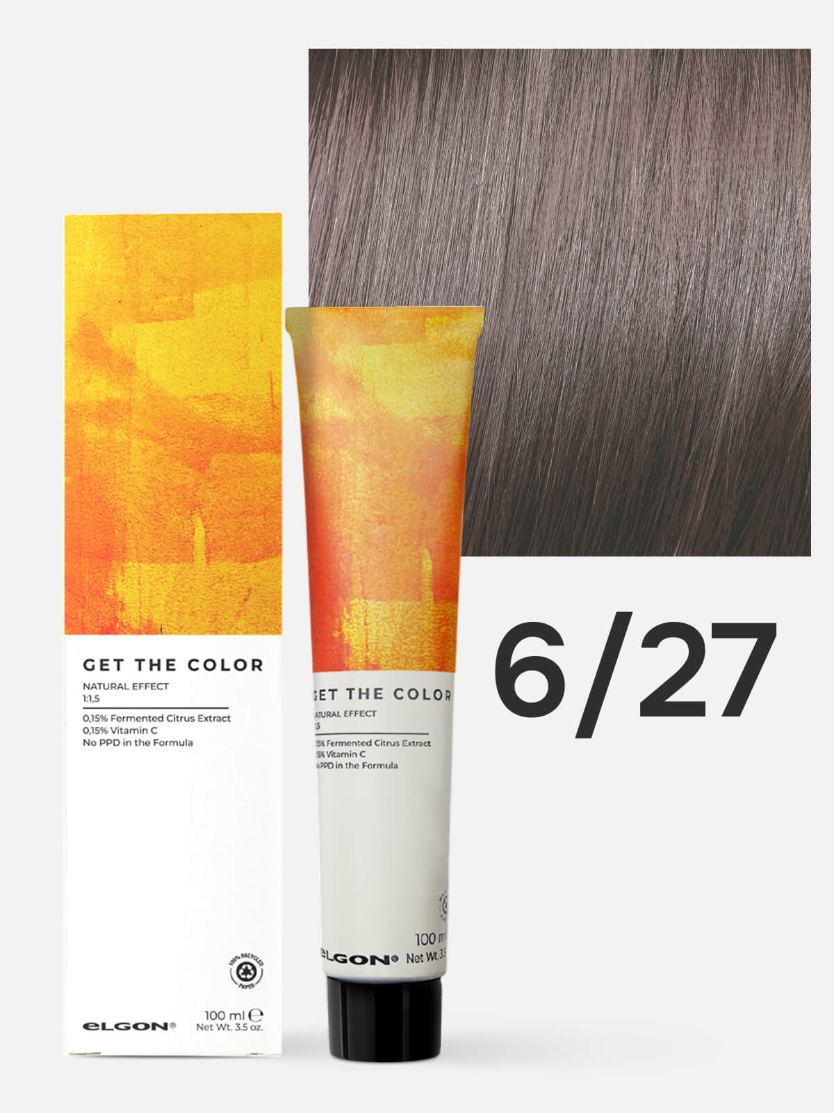 119050627.jpg ELGON GET THE COLOR Крем-краситель для стойкого окрашивания волос 6.27 темный блонд бежево-жемчужный 100мл — изображение 1