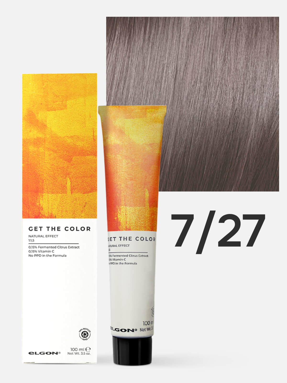 119050727.jpg ELGON GET THE COLOR Крем-краситель для стойкого окрашивания волос 7.27 блонд бежево-жемчужный 100мл — изображение 1