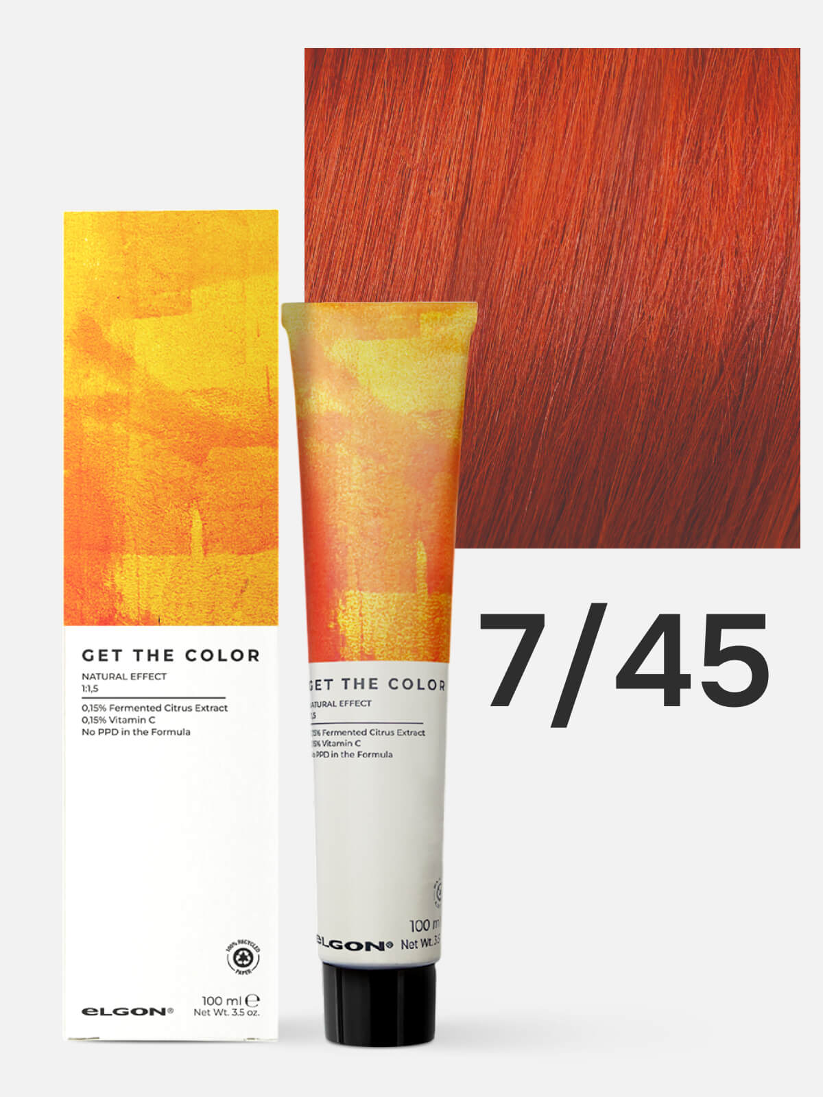 119050745.jpg ELGON GET THE COLOR Крем-краситель для стойкого окрашивания волос 7.45 блонд медно-красный 100мл — изображение 1