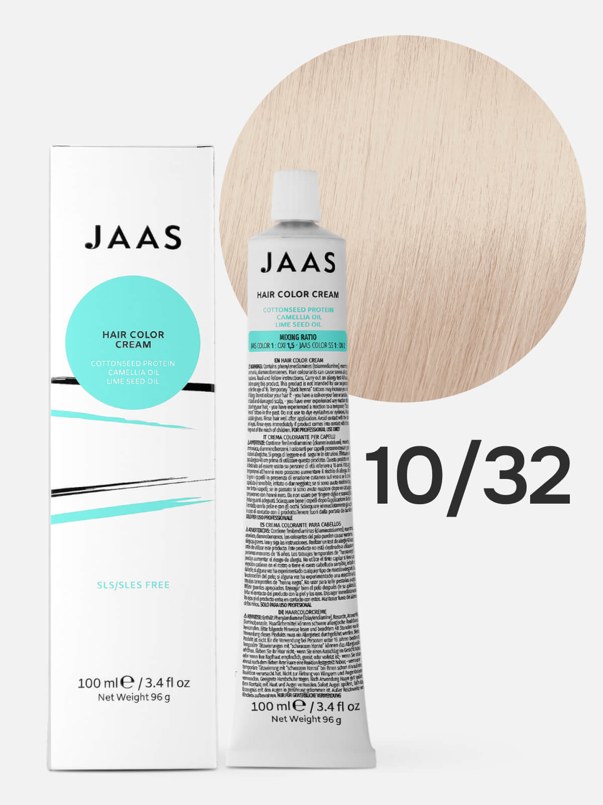 158447.jpg JAAS Hair Color Cream 10.32 Крем-краска для волос Ультра светлый бежевый блондин 100 мл — изображение 1