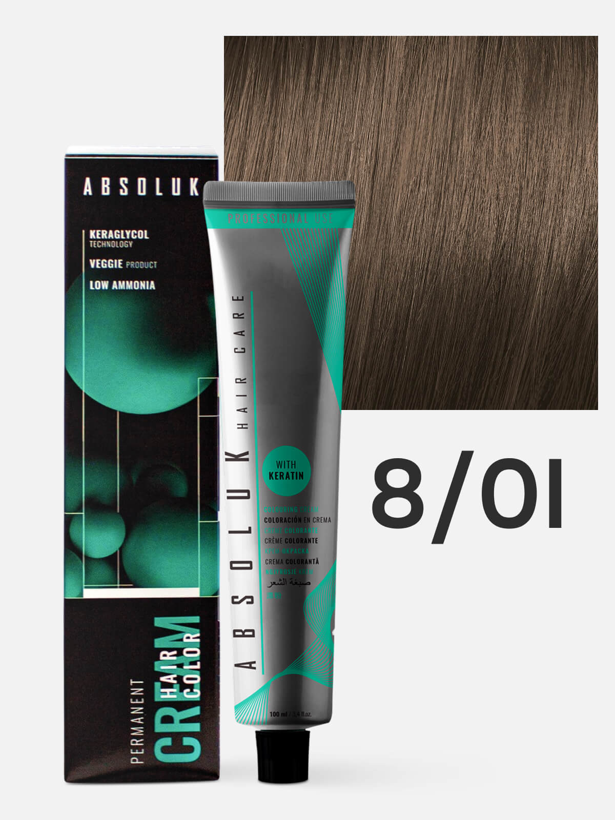 absoluk permanent hair color cream 8.0 ice Краска стойкая для волос светлый блондин натуральный холодный 100 мл ABSOLUK Permanent Hair Color Cream 8.0 ICE Краска стойкая для волос светлый блондин натуральный холодный 100 мл — изображение 1