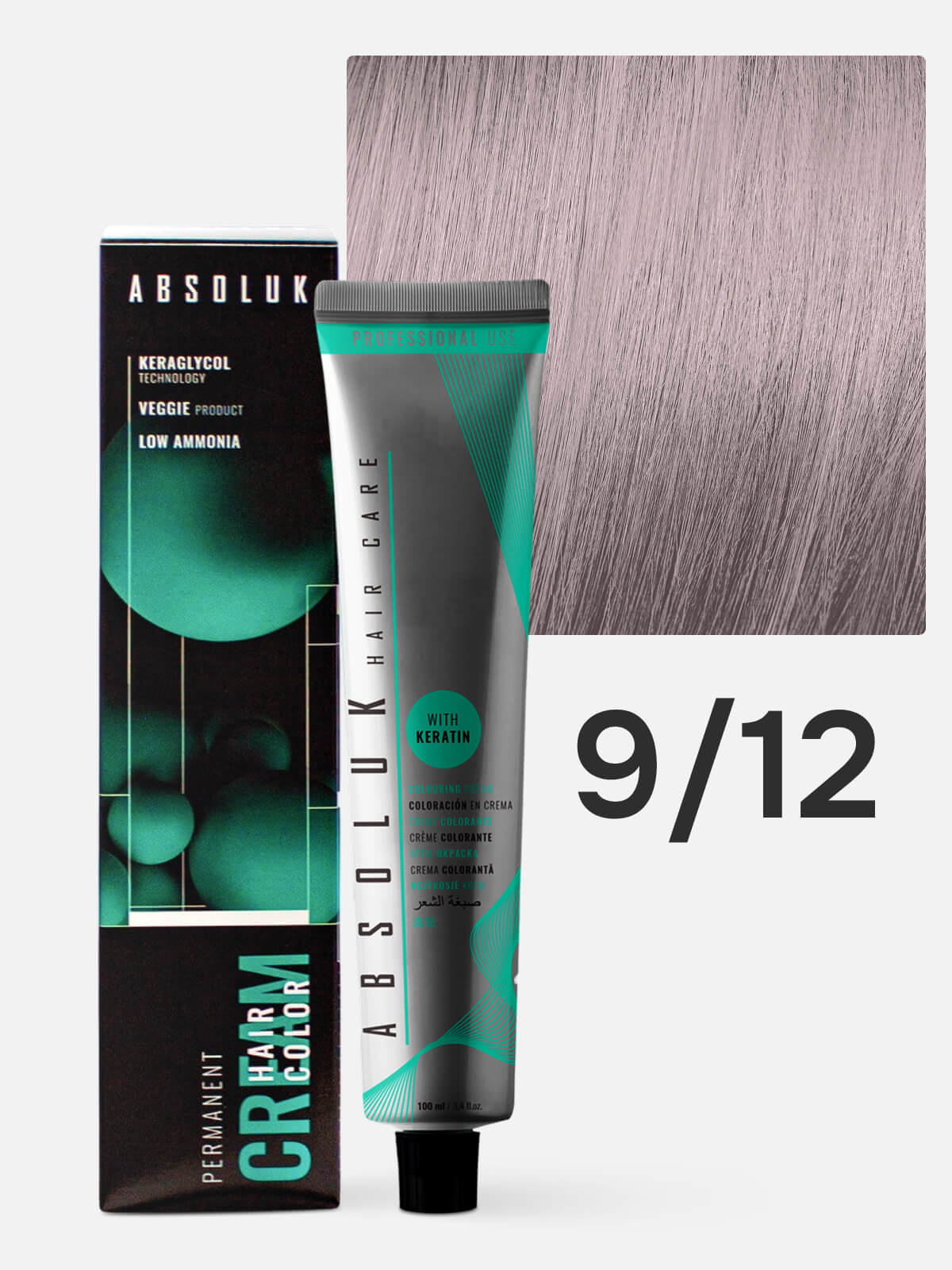 absoluk permanent hair color cream 9.12 Краска стойкая для волос очень светлый блондин пепельно перламутровый 100 мл ABSOLUK Permanent Hair Color Cream 9.12 Краска стойкая для волос очень светлый блондин пепельно-перламутровый 100 мл — изображение 1