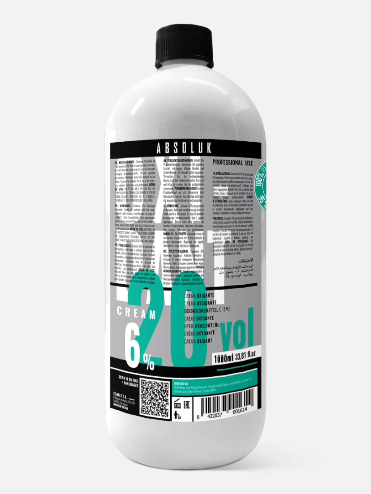 oxab0002.jpg ABSOLUK Окислитель для краски для волос OXIDANT CREAM 20 VOL. (6%) 1000мл — изображение 1