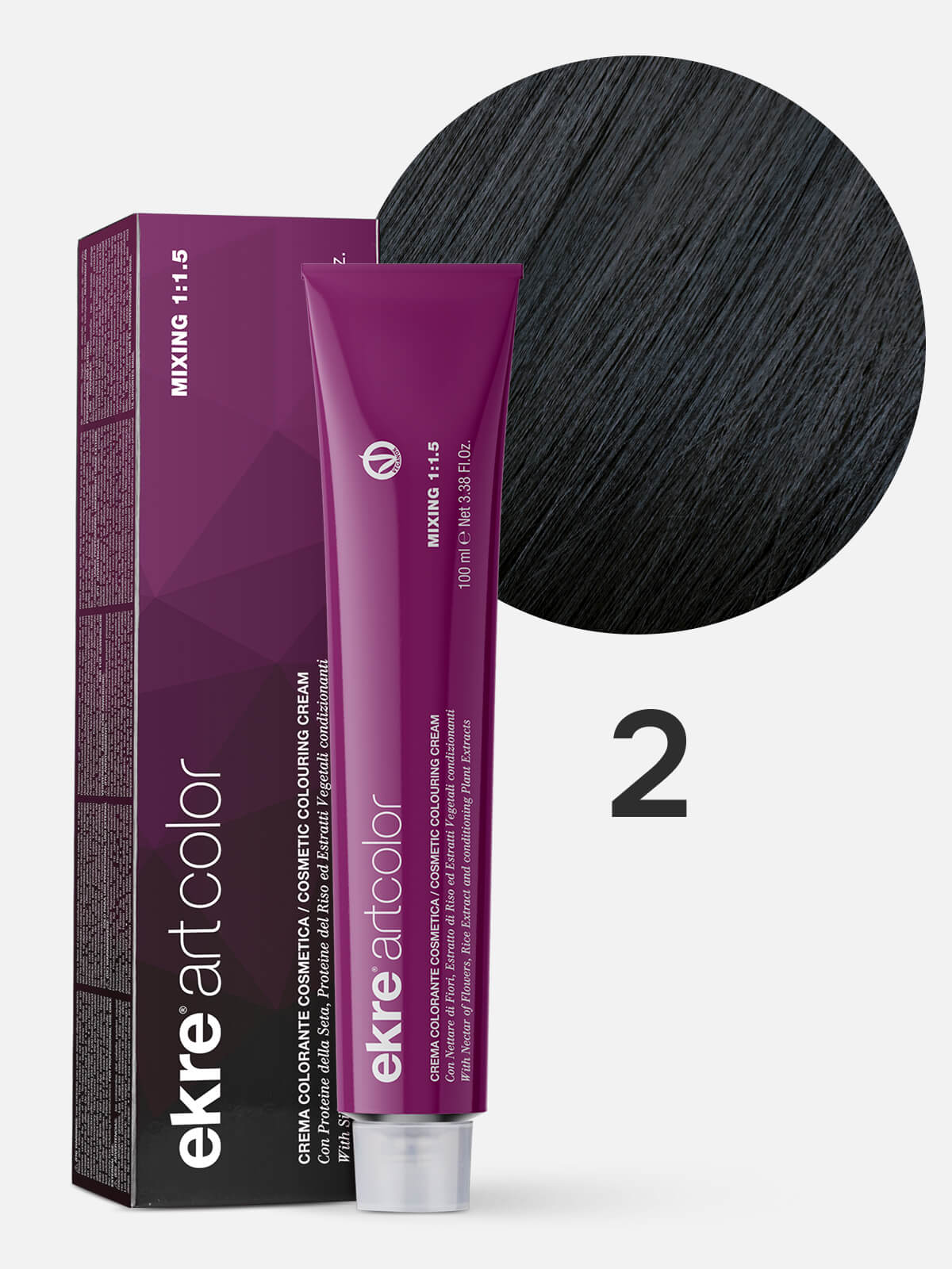 ekre artcolor cosmetic colouring cream Краска для волос 2 брюнет натуральный 100мл EKRE ARTCOLOR COSMETIC COLOURING CREAM Краска для волос 2 брюнет натуральный 100мл — изображение 1