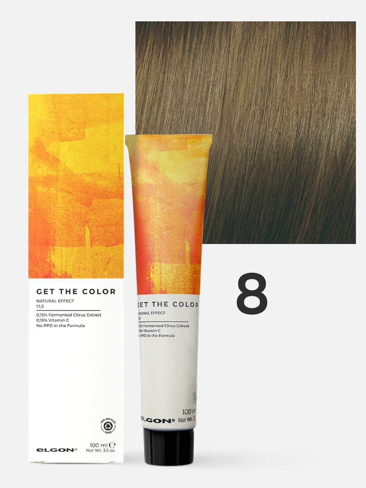 elgon get the color Крем краситель для стойкого окрашивания волос 8 светлый блонд 100мл ELGON GET THE COLOR Крем-краситель для стойкого окрашивания волос 8 светлый блонд 100мл — изображение 1
