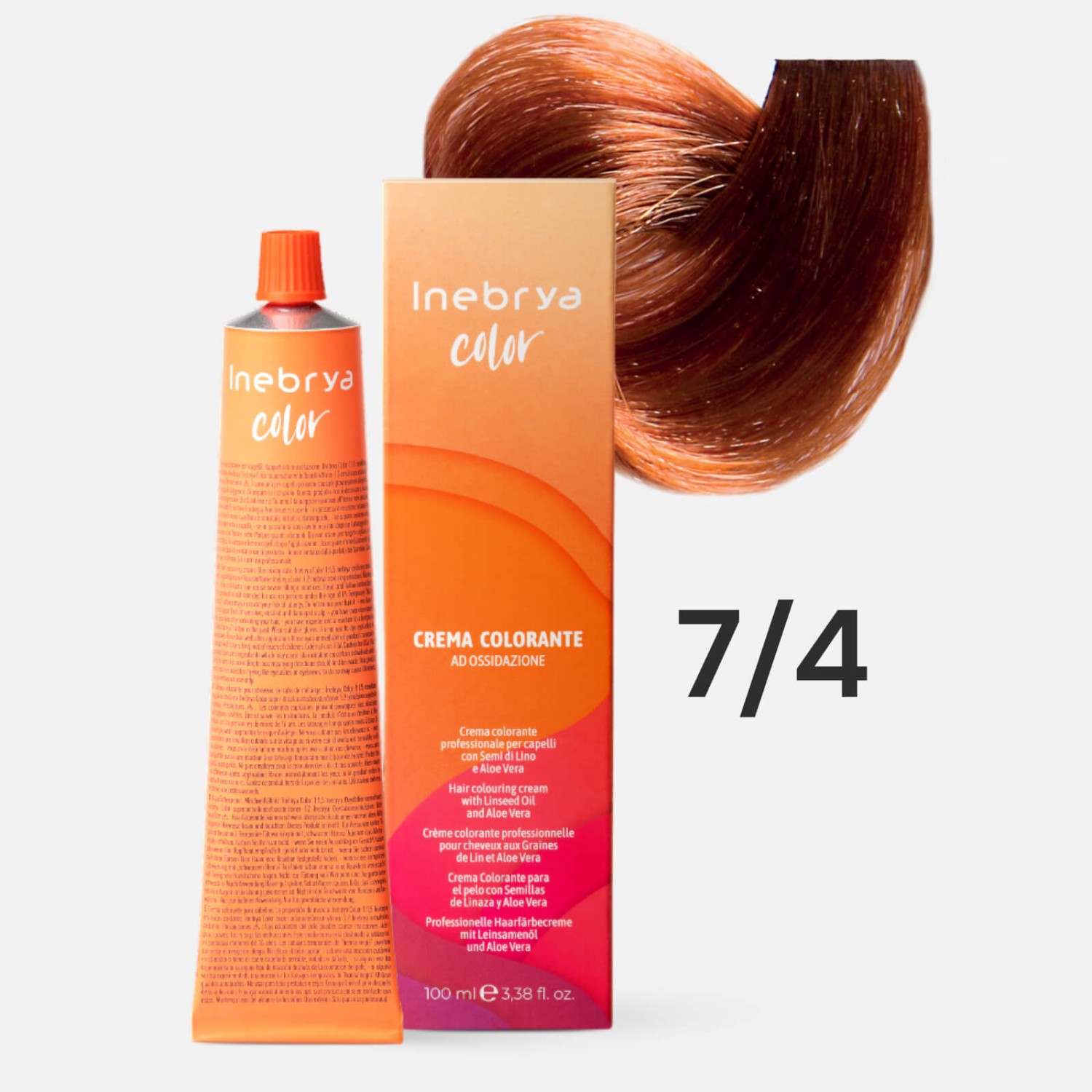 inebrya color 7/4 Профессиональная крем краска для волос Русый медный 100 мл INEBRYA Color 7/4 Профессиональная крем-краска для волос Русый медный 100 мл — изображение 1