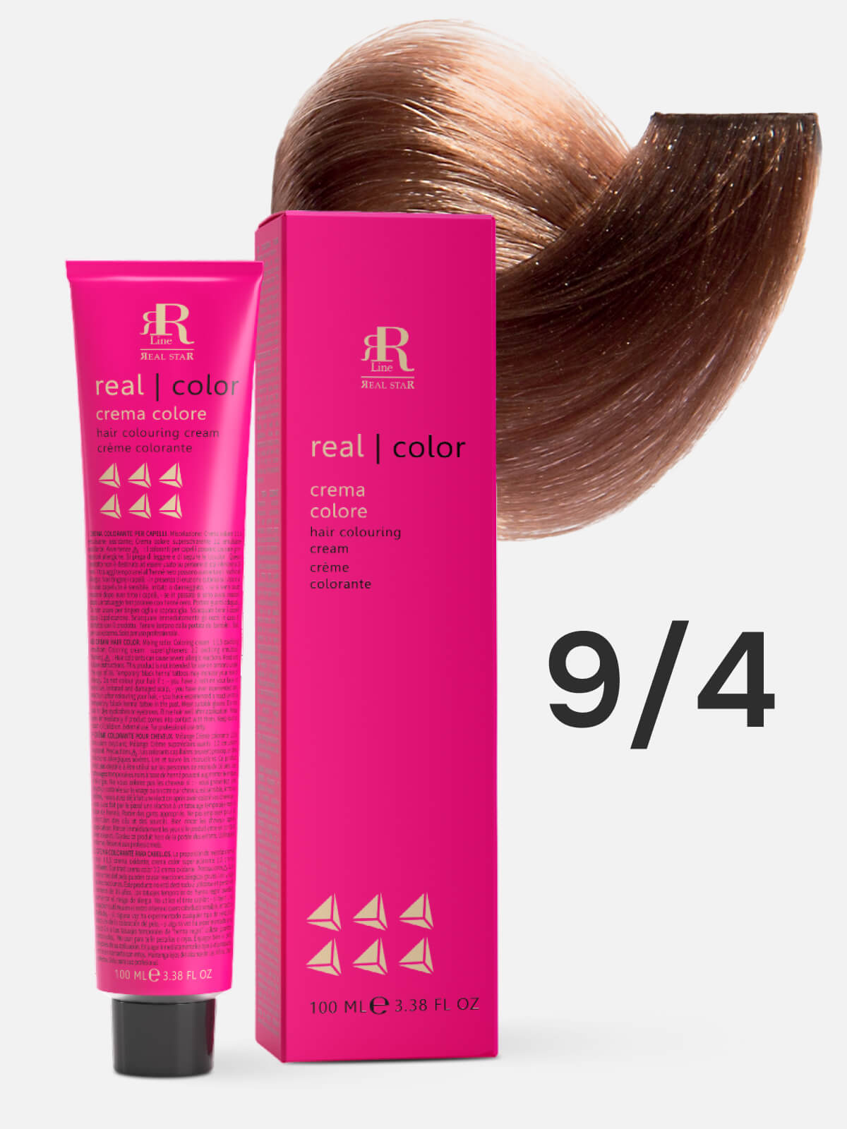 rr line real star Крем краска для окрашивания волос real color professional hair colouring cream 9.4 очень светлый блондин карамельный 100мл RR LINE REAL STAR Крем-краска для окрашивания волос REAL COLOR PROFESSIONAL HAIR COLOURING CREAM 9.4 очень светлый блондин карамельный 100мл — изображение 1