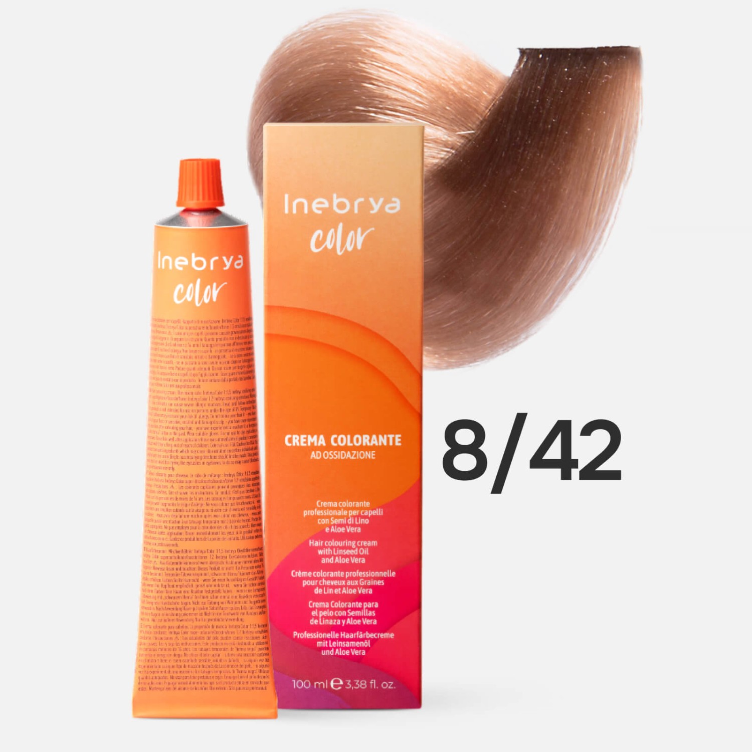 inebrya color 8/42 Профессиональная крем краска для волос Светлый русый Коньяк 100 мл INEBRYA Color 8/42 Профессиональная крем-краска для волос Светлый русый Коньяк 100 мл — изображение 1