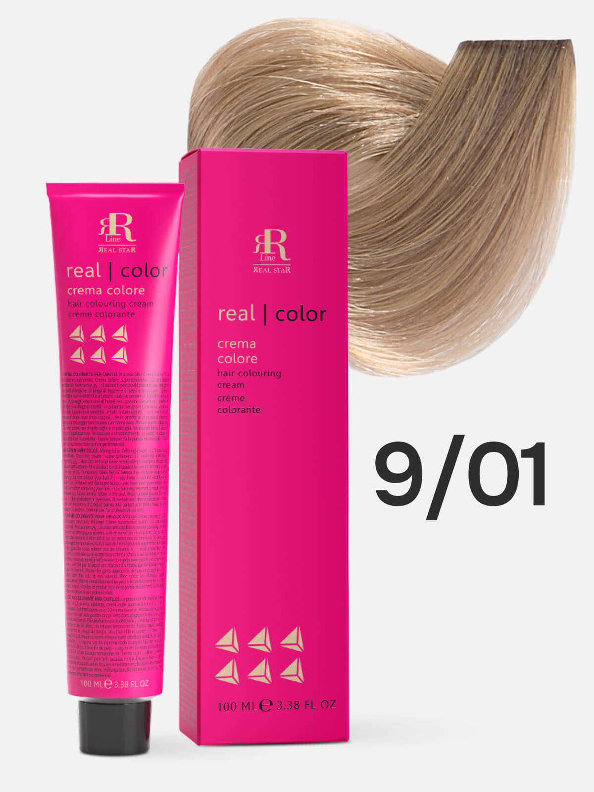 rr line real star Крем краска для окрашивания волос real color professional hair colouring cream 9.01 очень светлый блондин натурально пепельный 100мл RR LINE REAL STAR Крем-краска для окрашивания волос REAL COLOR PROFESSIONAL HAIR COLOURING CREAM 9.01 очень светлый блондин натурально-пепельный 100мл — изображение 1