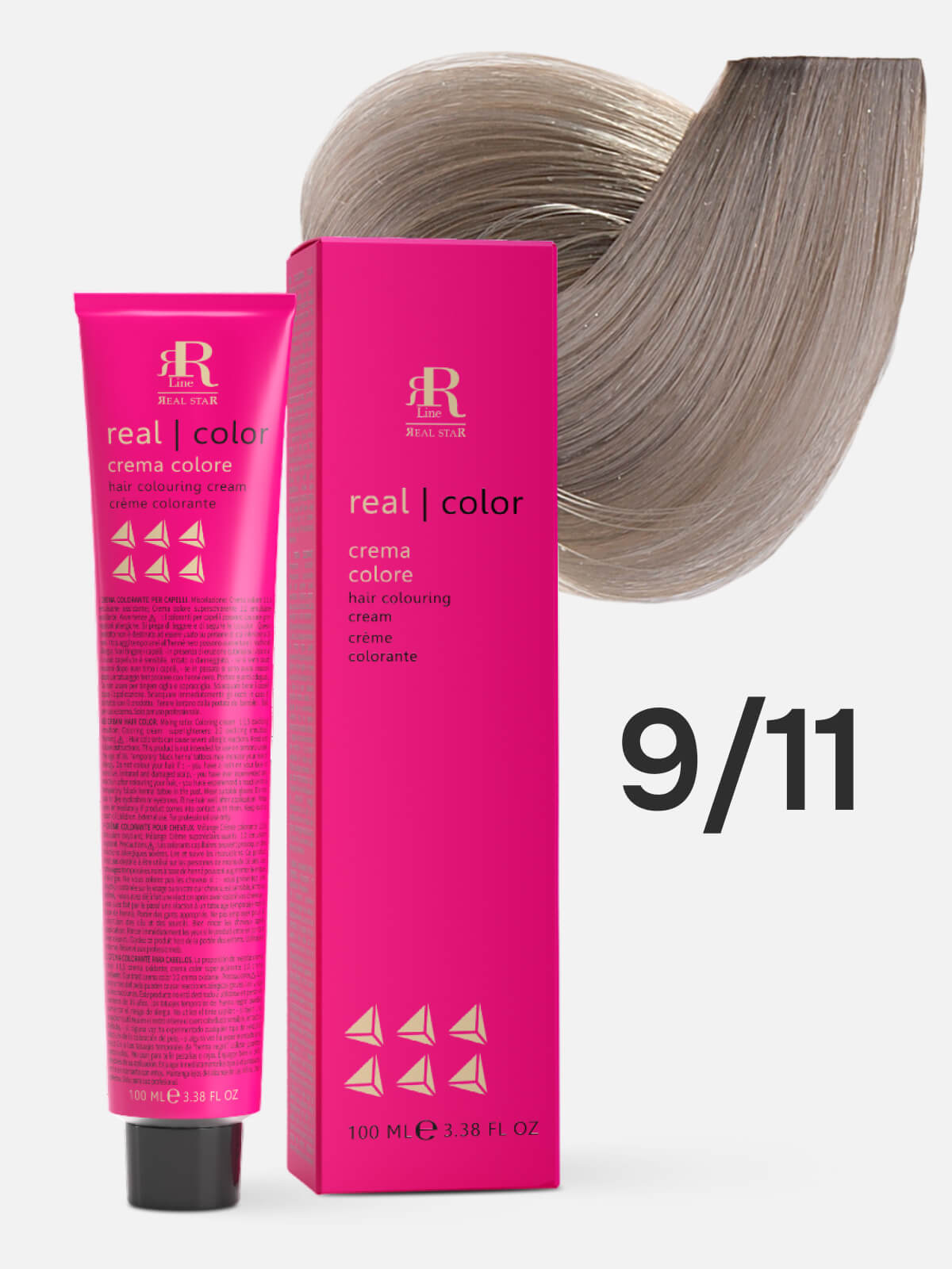 rr line real star Крем краска для окрашивания волос real color professional hair colouring cream 9.11 очень светлый блондин интенсивный пепельн 100мл RR LINE REAL STAR Крем-краска для окрашивания волос REAL COLOR PROFESSIONAL HAIR COLOURING CREAM 9.11 очень светлый блондин интенсивный пепельн 100мл — изображение 1