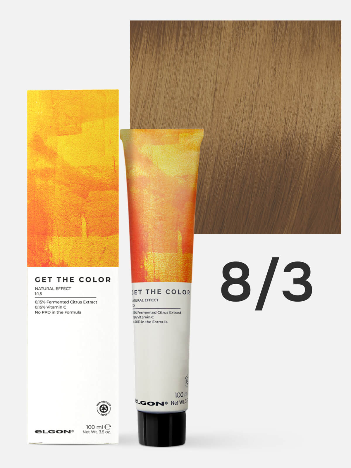 elgon get the color Крем краситель для стойкого окрашивания волос 8.3 светлый блонд золотистый 100мл ELGON GET THE COLOR Крем-краситель для стойкого окрашивания волос 8.3 светлый блонд золотистый 100мл — изображение 1