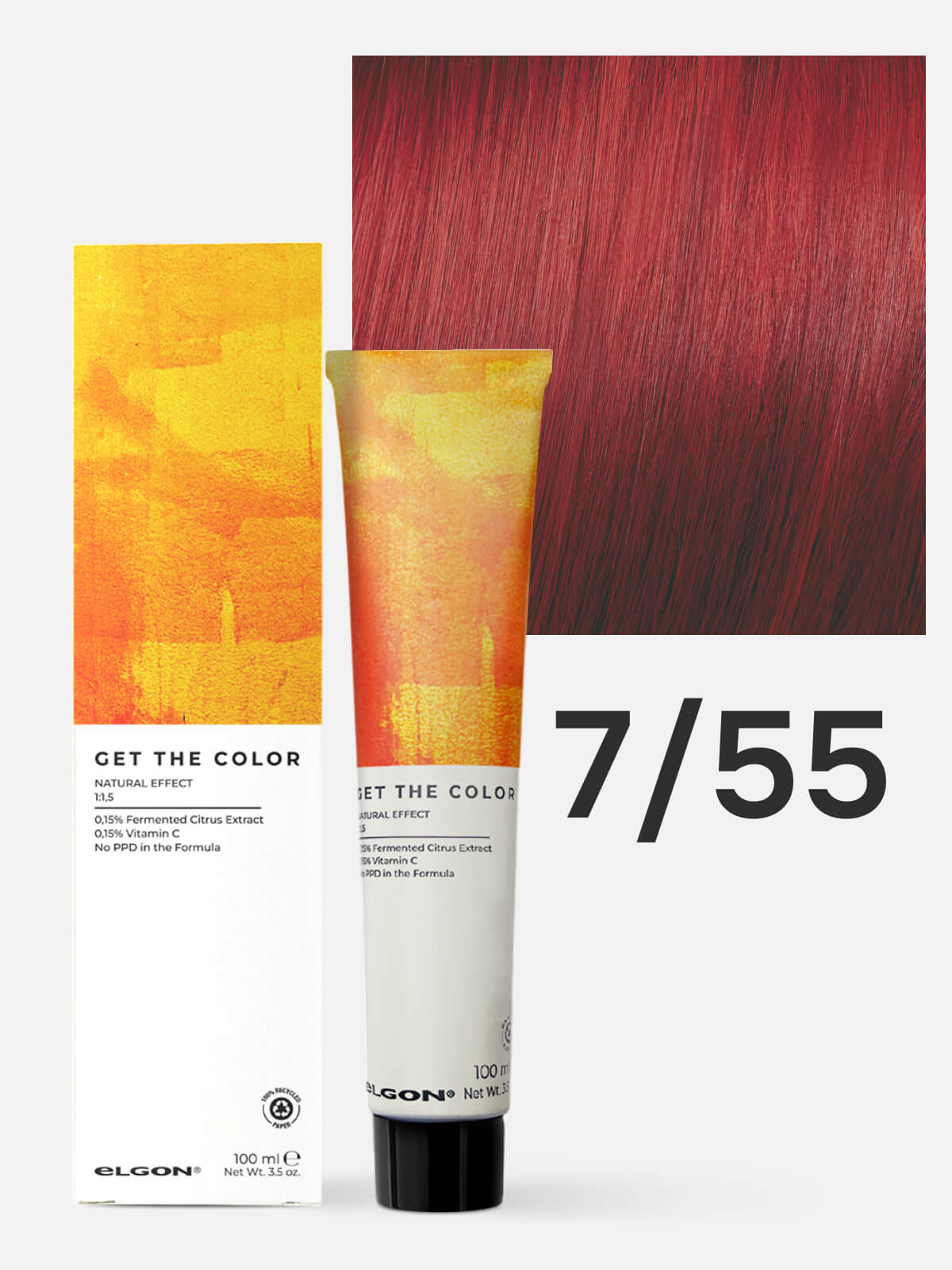 elgon get the color Крем краситель для стойкого окрашивания волос 7.55 блонд красный интенсивный 100мл ELGON GET THE COLOR Крем-краситель для стойкого окрашивания волос 7.55 блонд красный интенсивный 100мл — изображение 1