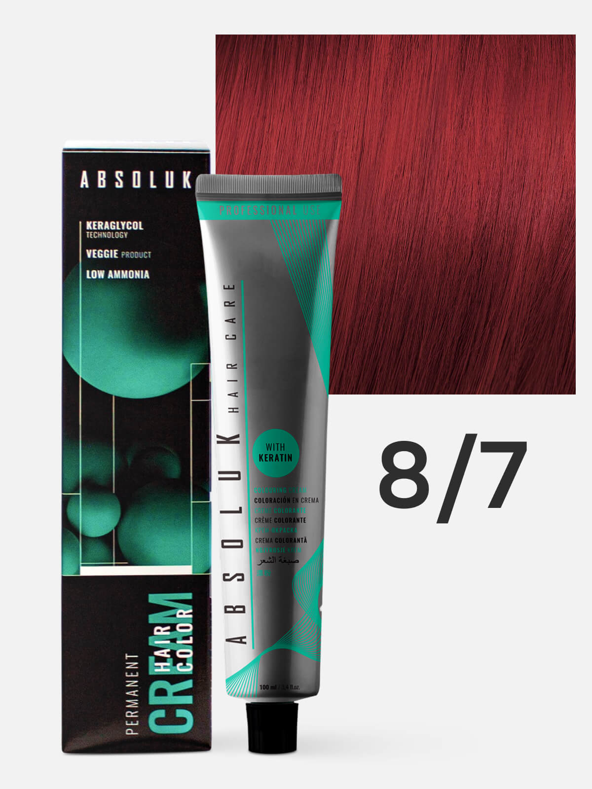 absoluk permanent hair color cream 8.7 Краска стойкая для волос светлый блондин красный 100 мл ABSOLUK Permanent Hair Color Cream 8.7 Краска стойкая для волос светлый блондин красный 100 мл — изображение 1