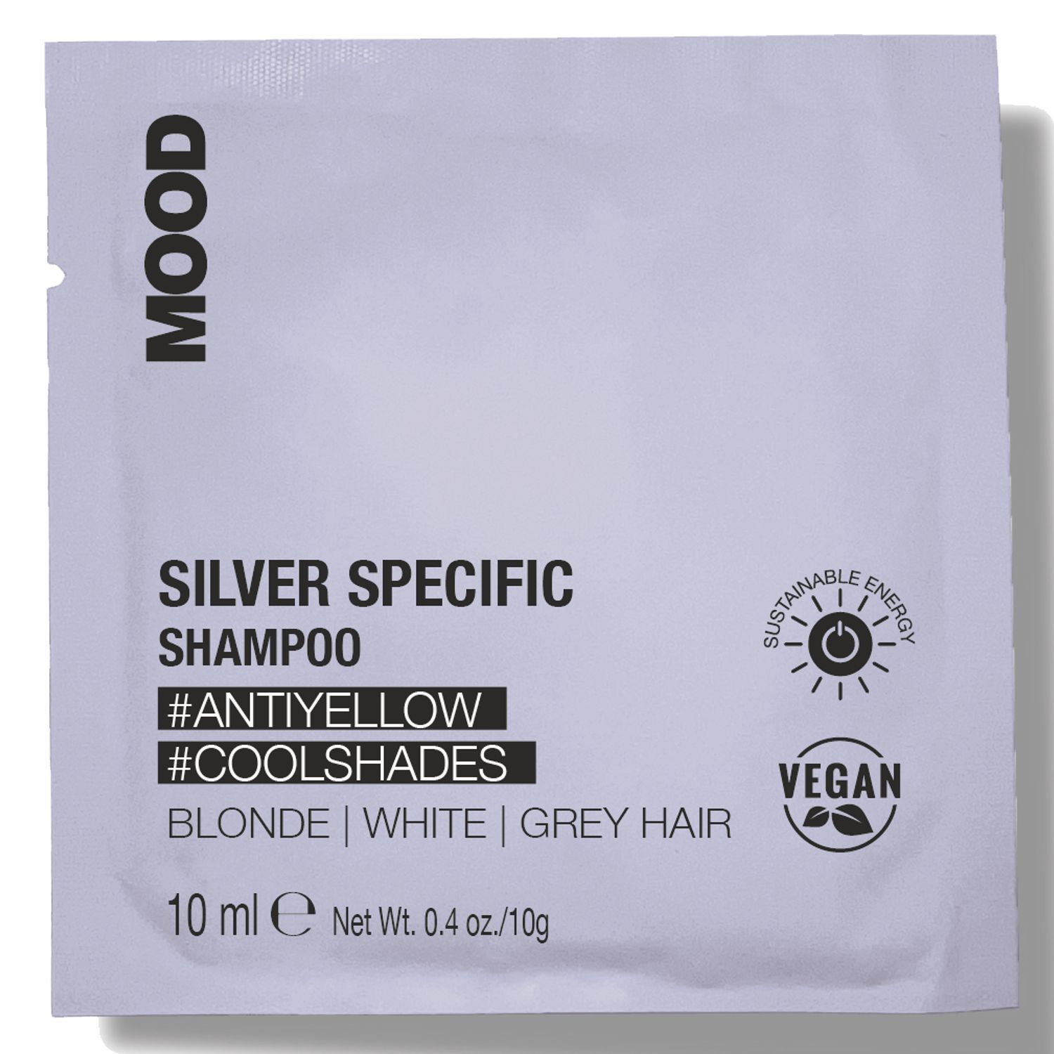 mood silver specific shampoo Шампунь для осветлённых волос 10 мл MOOD Silver Specific Shampoo Шампунь для осветлённых волос 10 мл — изображение 1