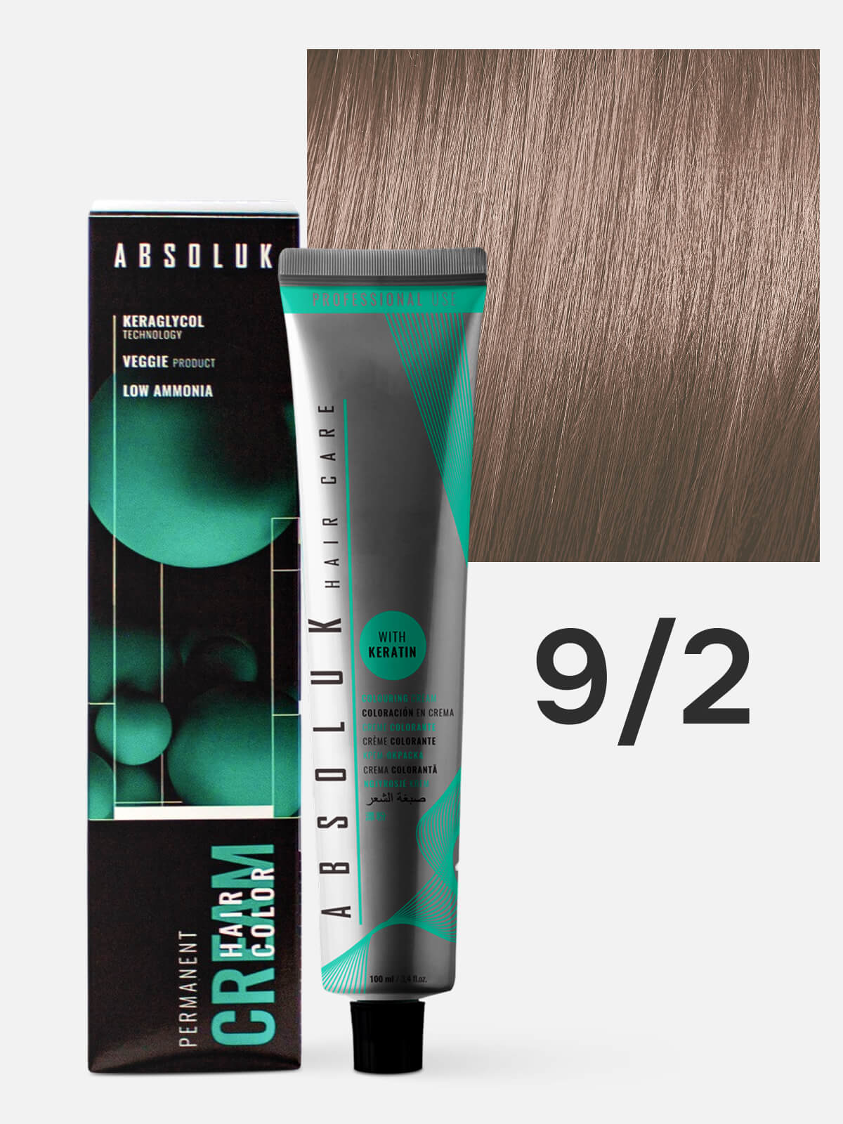 absoluk permanent hair color cream 9.2 Краска стойкая для волос очень светлый блондин перламутровый 100 мл ABSOLUK Permanent Hair Color Cream 9.2 Краска стойкая для волос очень светлый блондин перламутровый 100 мл — изображение 1