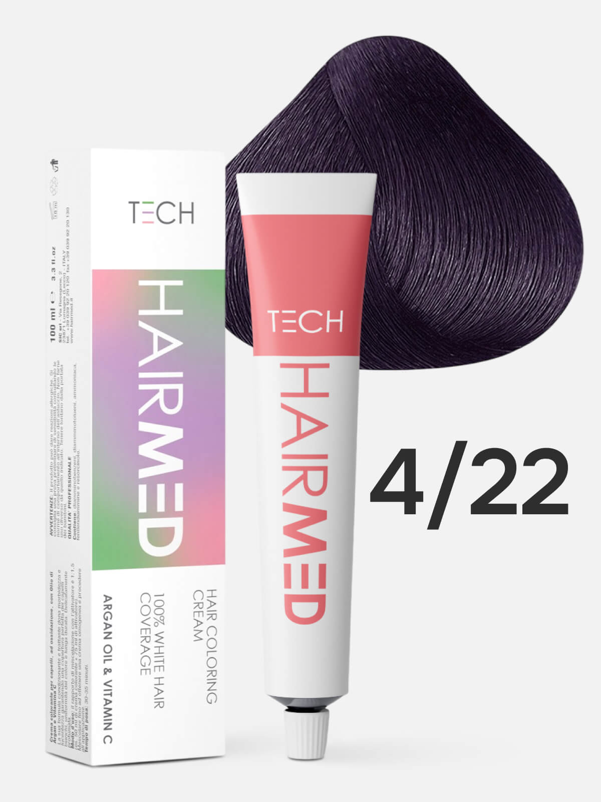 hairmed tech hair coloring cream 4.22 Перманентная крем краска для волос каштан фиолетовый 100 мл HAIRMED Tech Hair Coloring Cream 4.22 Перманентная крем-краска для волос каштан фиолетовый 100 мл — изображение 1