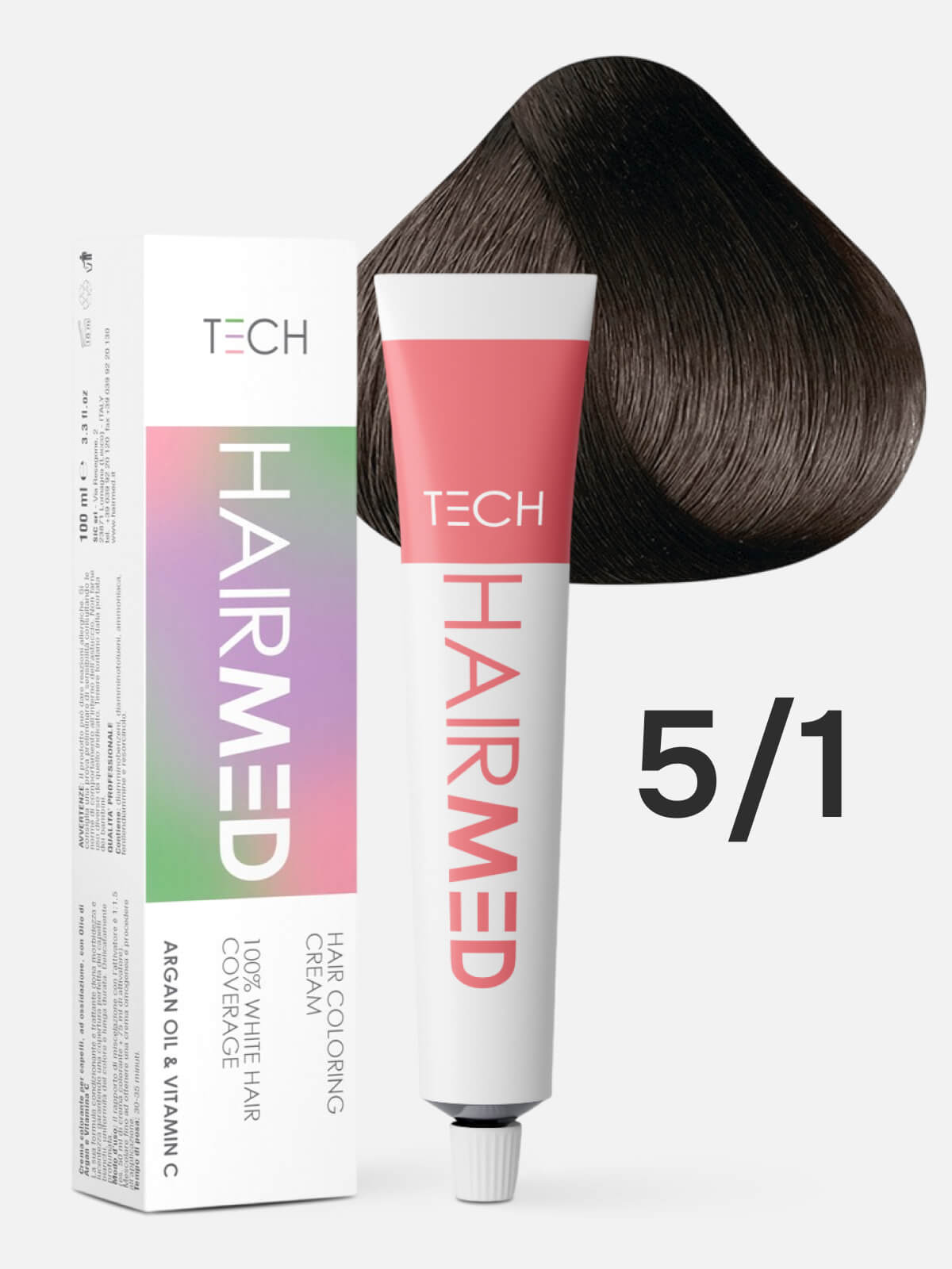 hairmed tech hair coloring cream 5.1 Перманентная крем краска для волос светлый каштан пепельный 100 мл HAIRMED Tech Hair Coloring Cream 5.1 Перманентная крем-краска для волос светлый каштан пепельный 100 мл — изображение 1